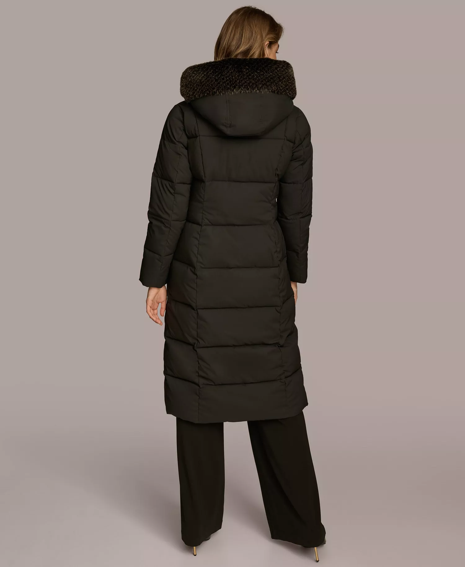 Women's Puffer Coat - Black - M
