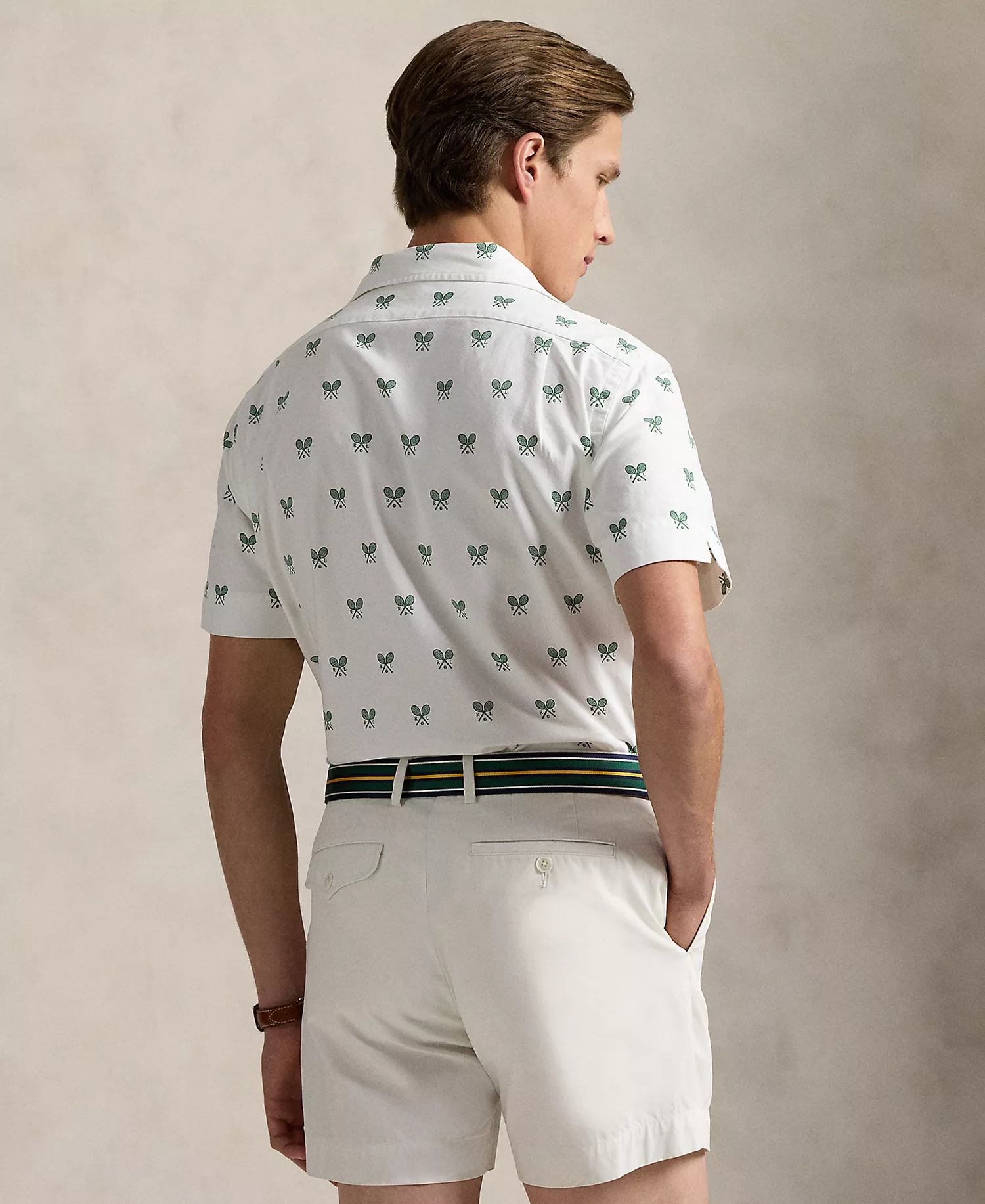 Men's Classic-Fit Racquet-Print Oxford Shirt - Crossed Rackets - 2XL