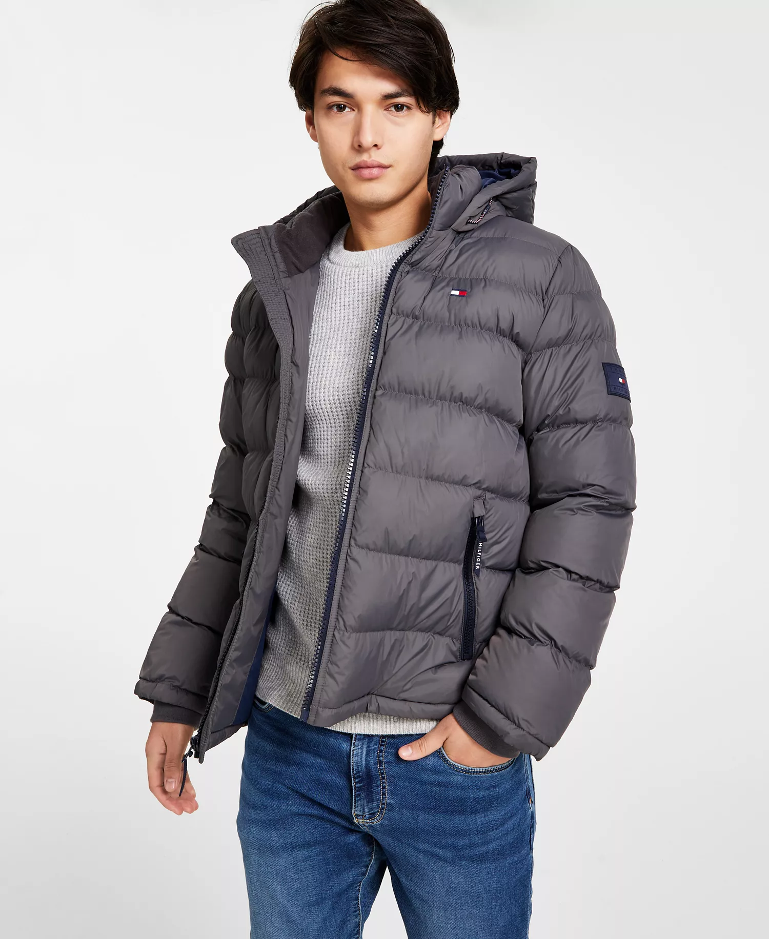 Men's Quilted Puffer Jacket, Created for Macy's  - Charcoal - 2XL