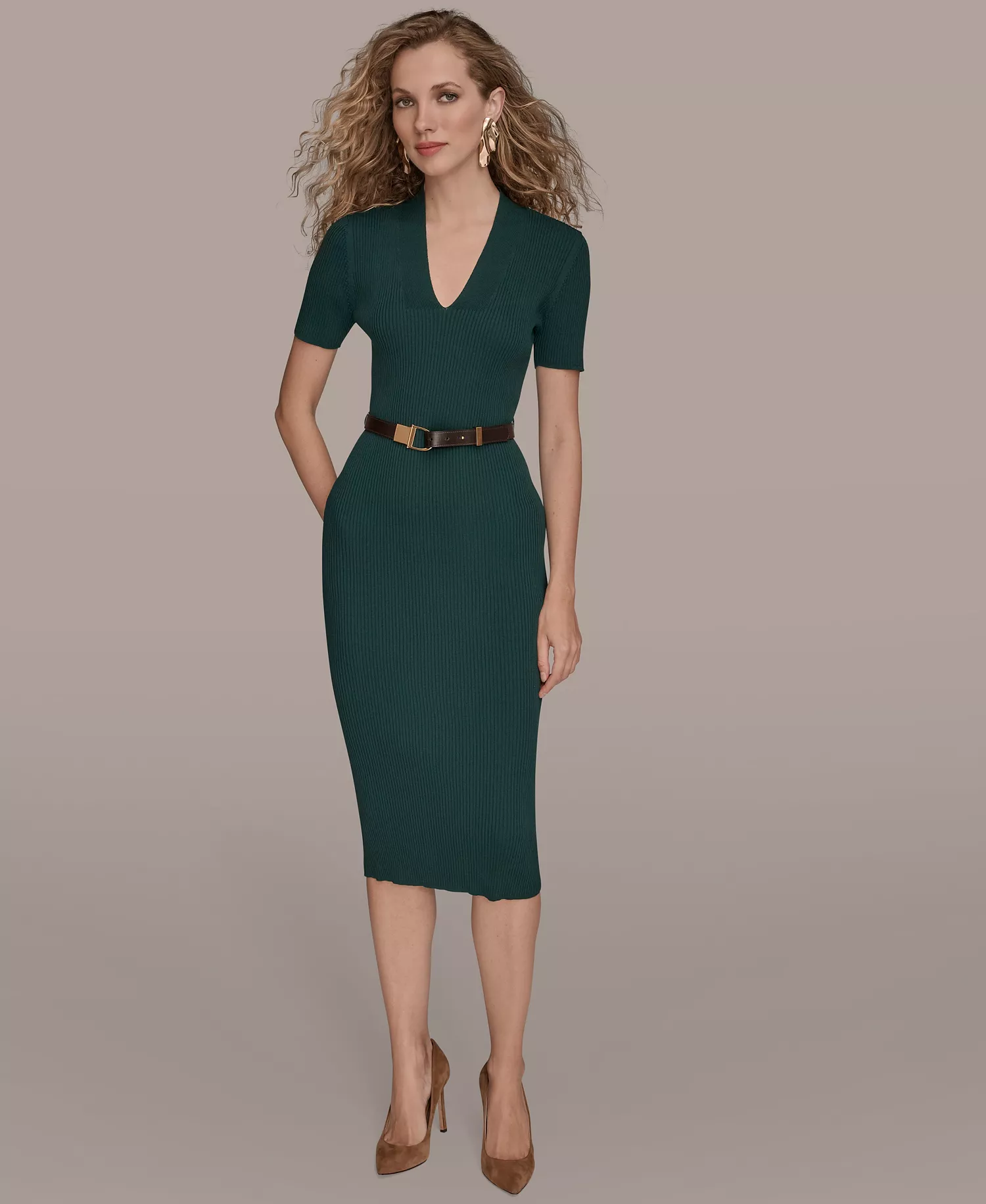 Petite Sweater Short Sleeve Midi Dress - Hudson - P/L