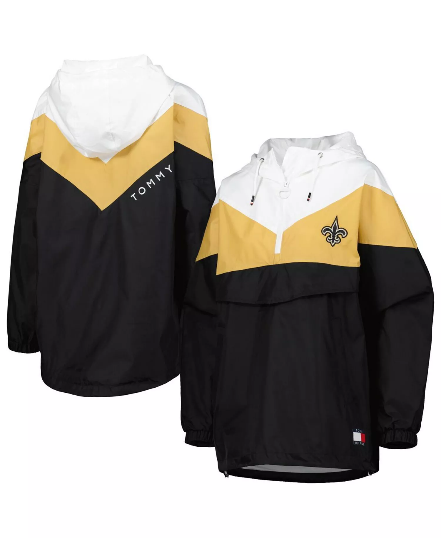Women's White/Gold New Orleans Saints Staci Half-Zip Hoodie Windbreaker Jacket - White/Gold - L