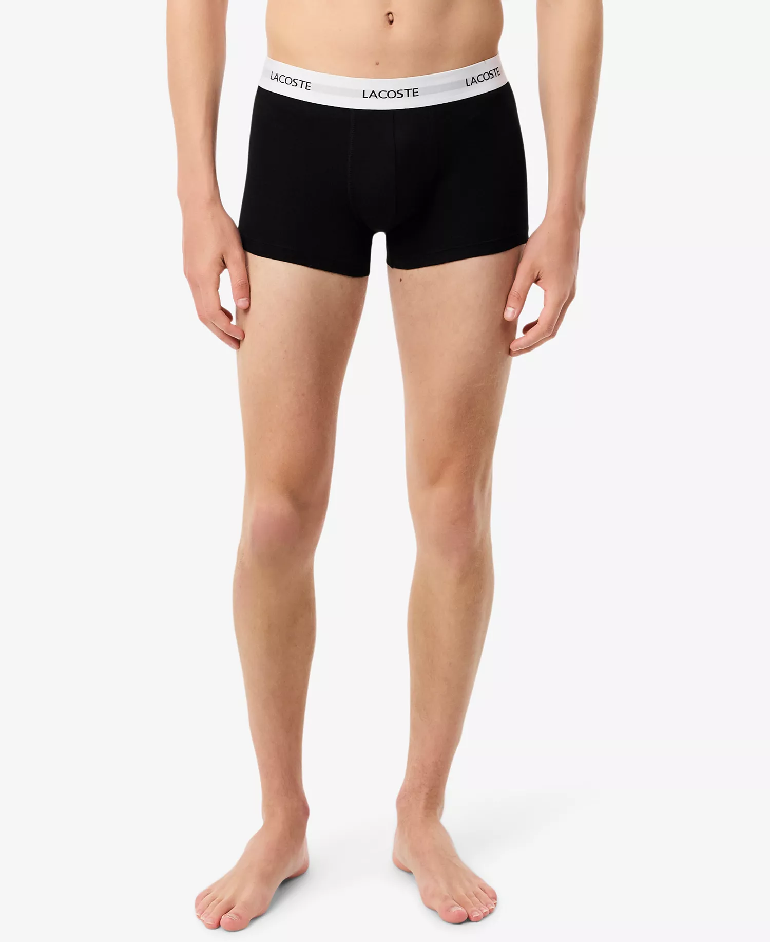 Men's 3-Pack Cotton Stretch White Waistband Trunks - Blue/Light Blue/Black - L