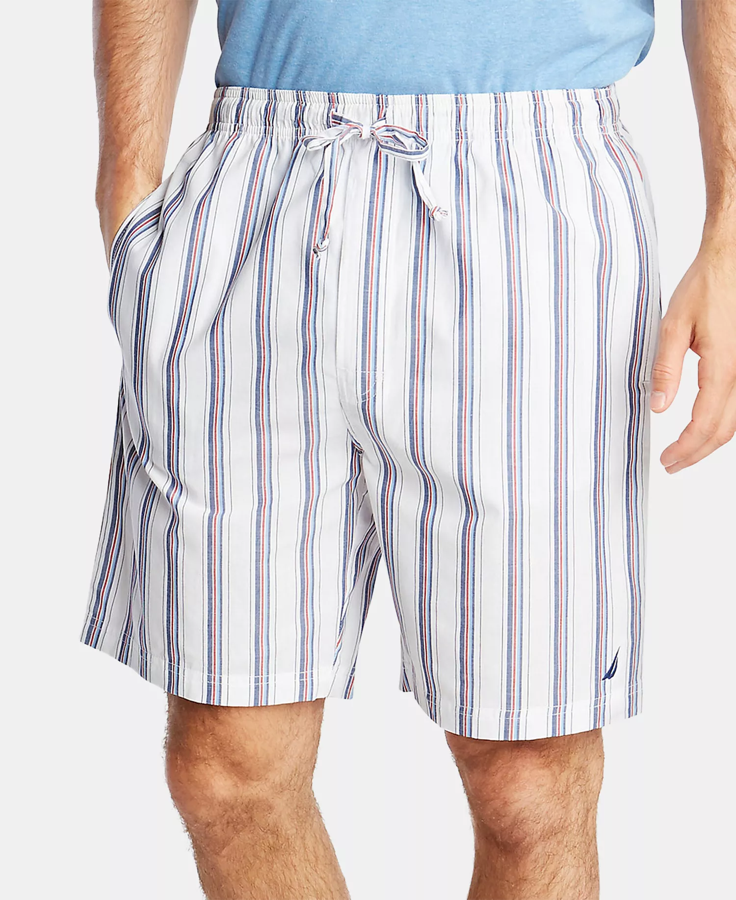 Men's Cotton Striped Pajama Shorts - Bright White - L