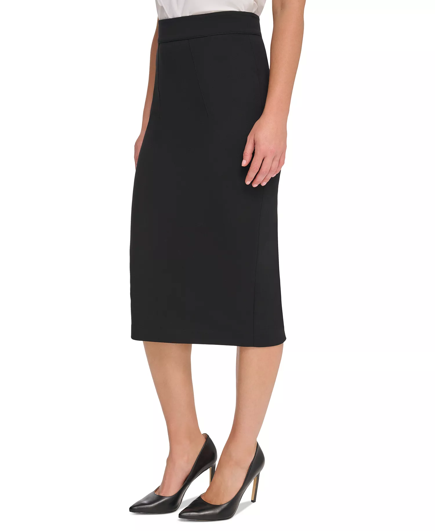 Women's Ponte Pencil Midi Skirt - Black - 0