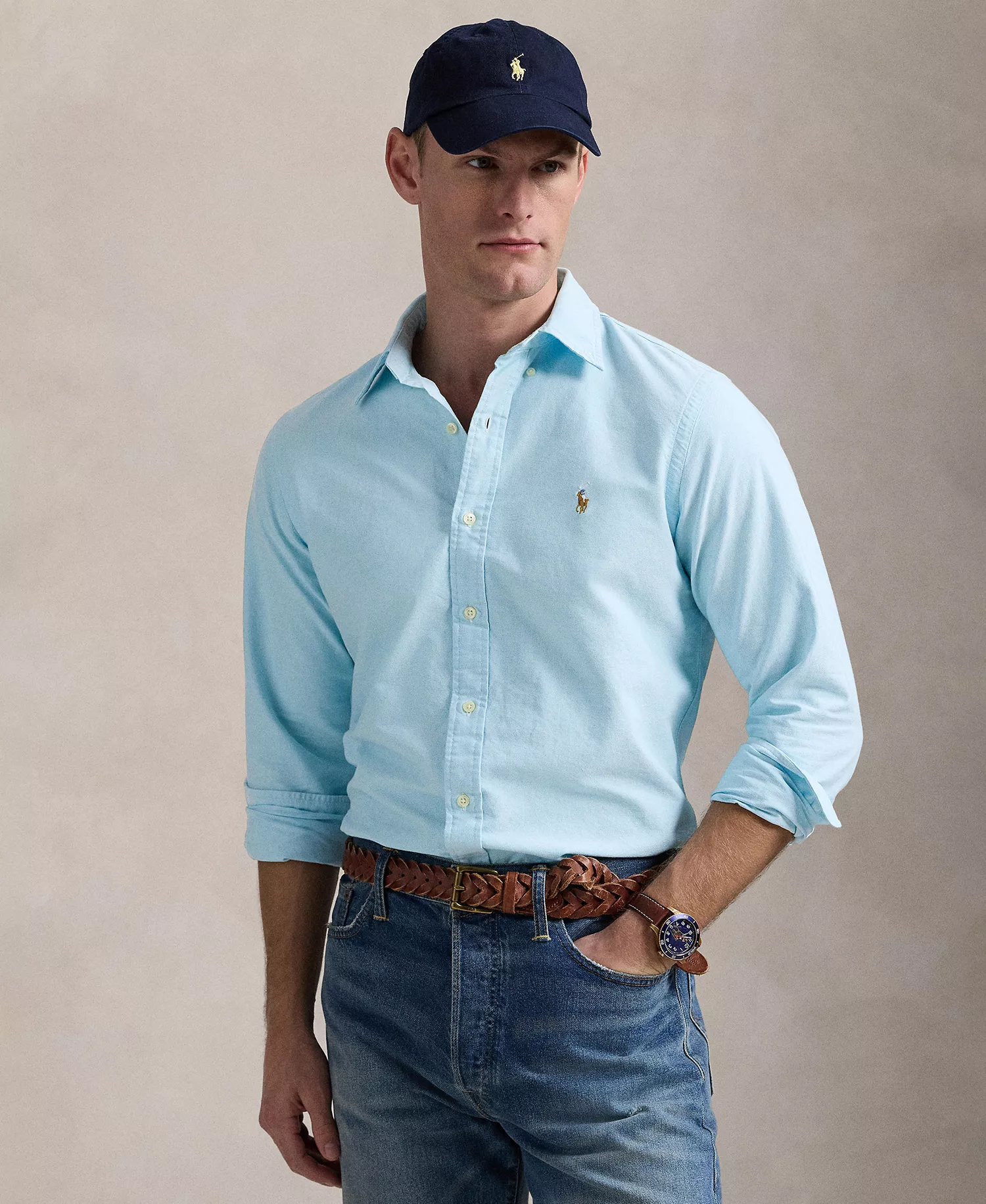 Men's Button-Down Oxford Shirt - Blue - 2XL