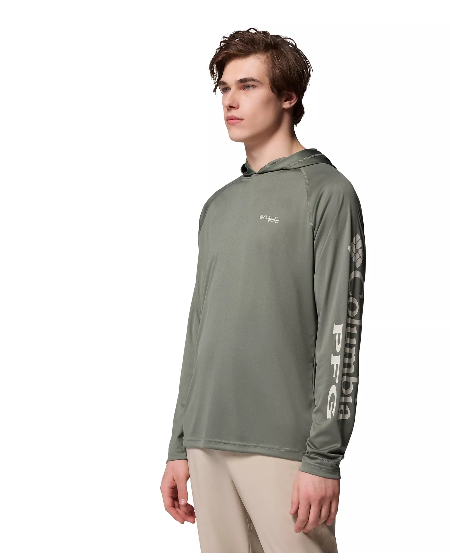 Men's Terminal Tackle Long Sleeve Hoodie - Cypress, Dark stone logo - L