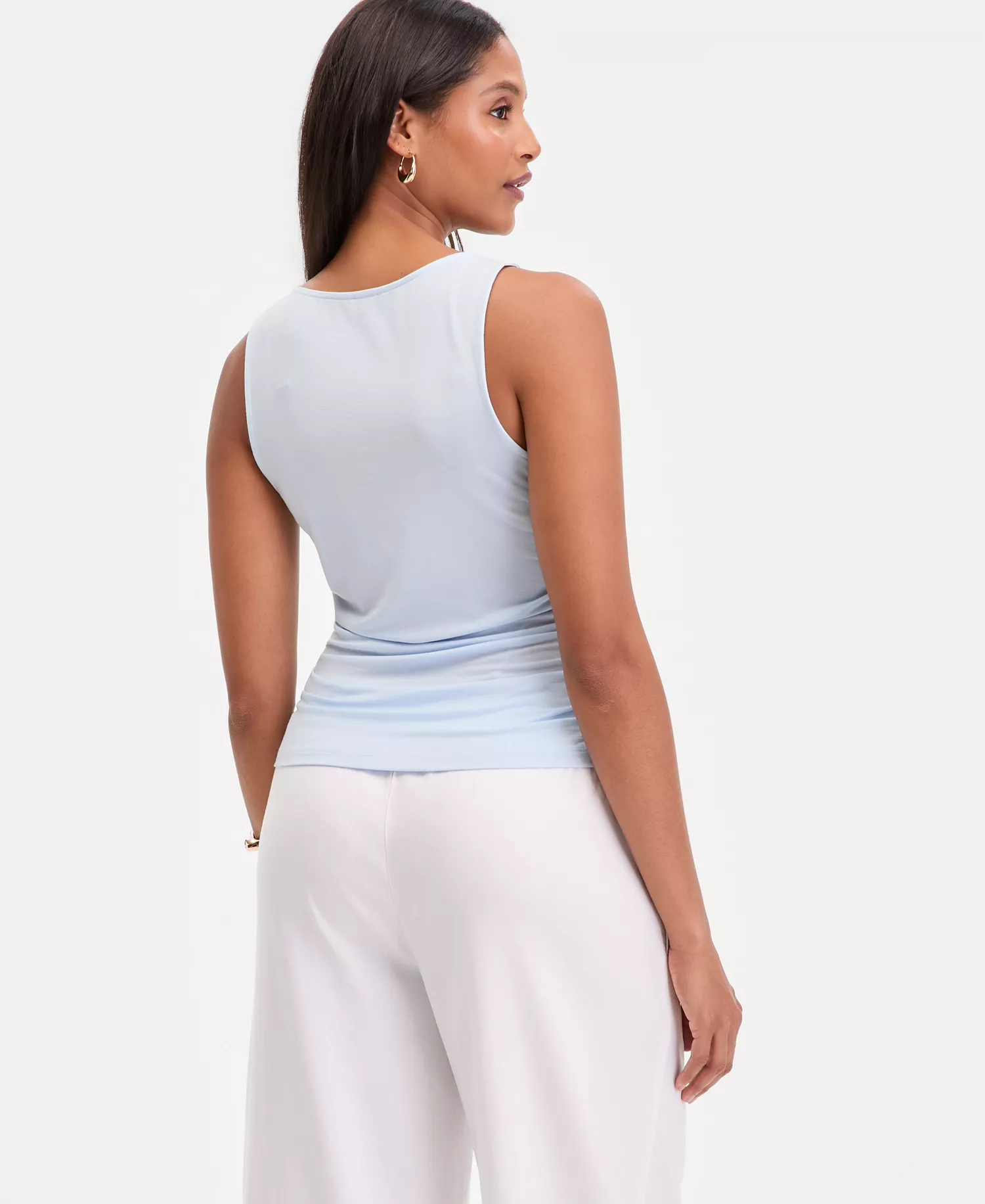 Women's Luxe-Layering Jersey Ruched Tank, Macy's Exclusive  - Bliss Blue - L