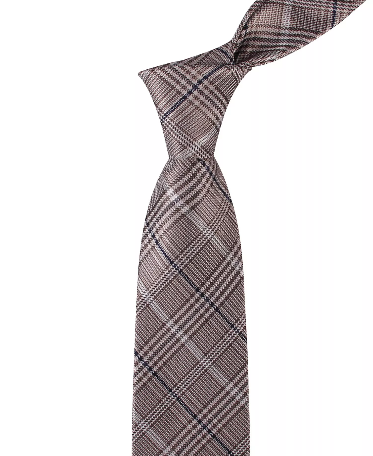 Men's Jeffrey Plaid Tie - Brown - ONE SIZE