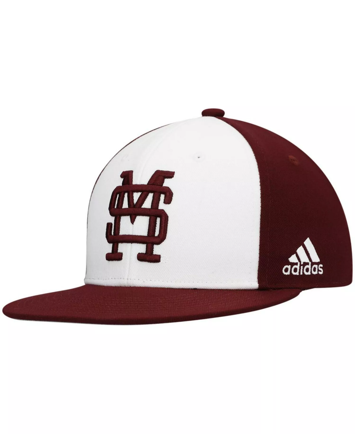Men's White and Maroon Mississippi State Bulldogs Team On-Field Baseball Fitted Hat - White, Maroon - 7 1/2