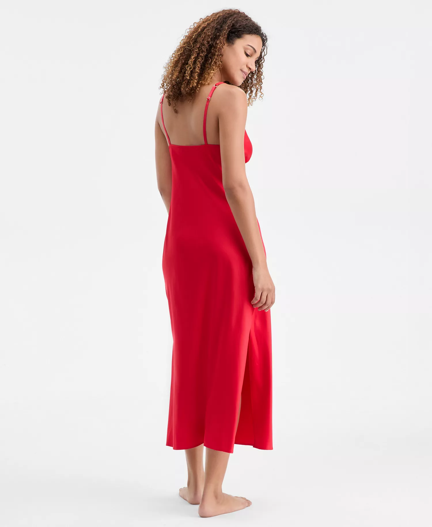 Women's Printed Lace Trim Satin Gown, Created for Macy's - Ski Patrol - 2XL