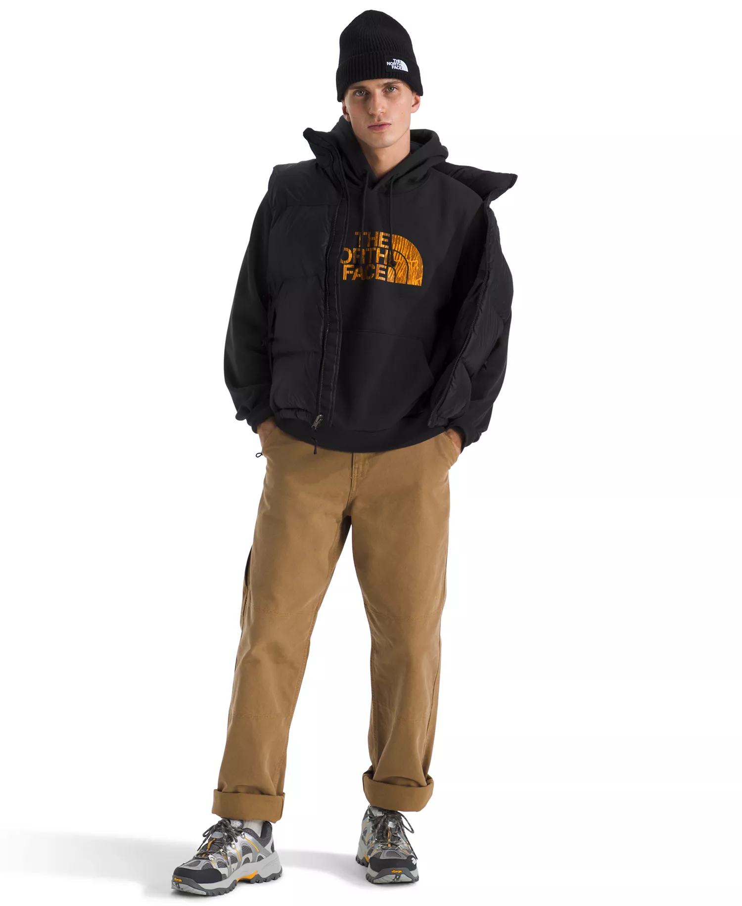 Men's Evolution Regenerative Ink Half Dome Hoodie - Black/Summit Gold Regenerative Ink Print - M
