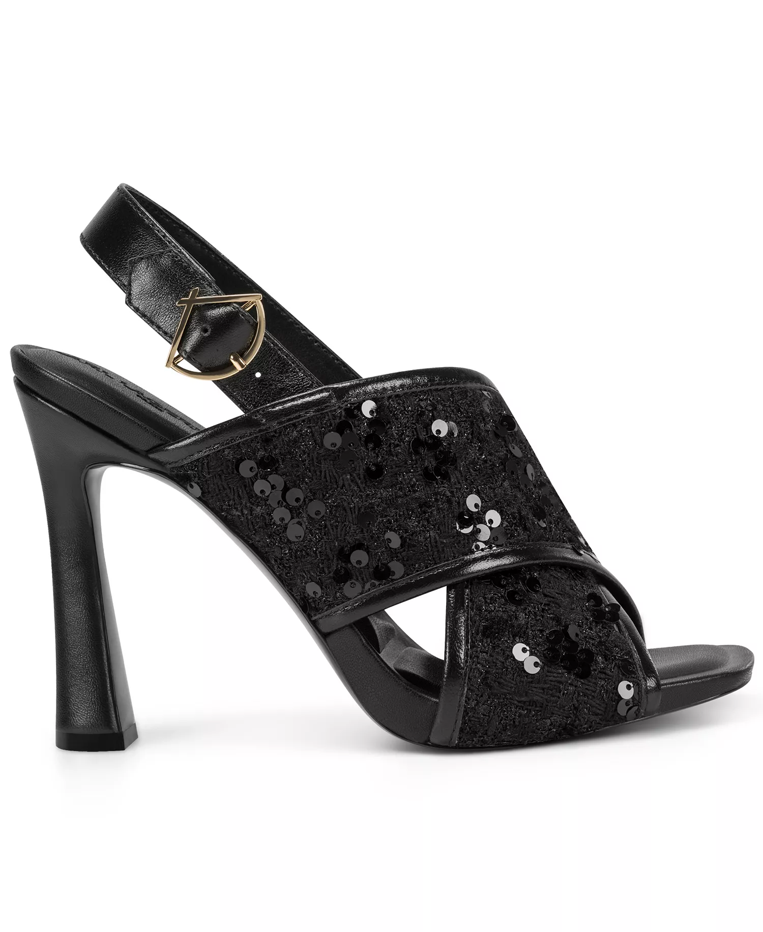 Colbie Crossband Sequin Dress Sandals - Black - 10