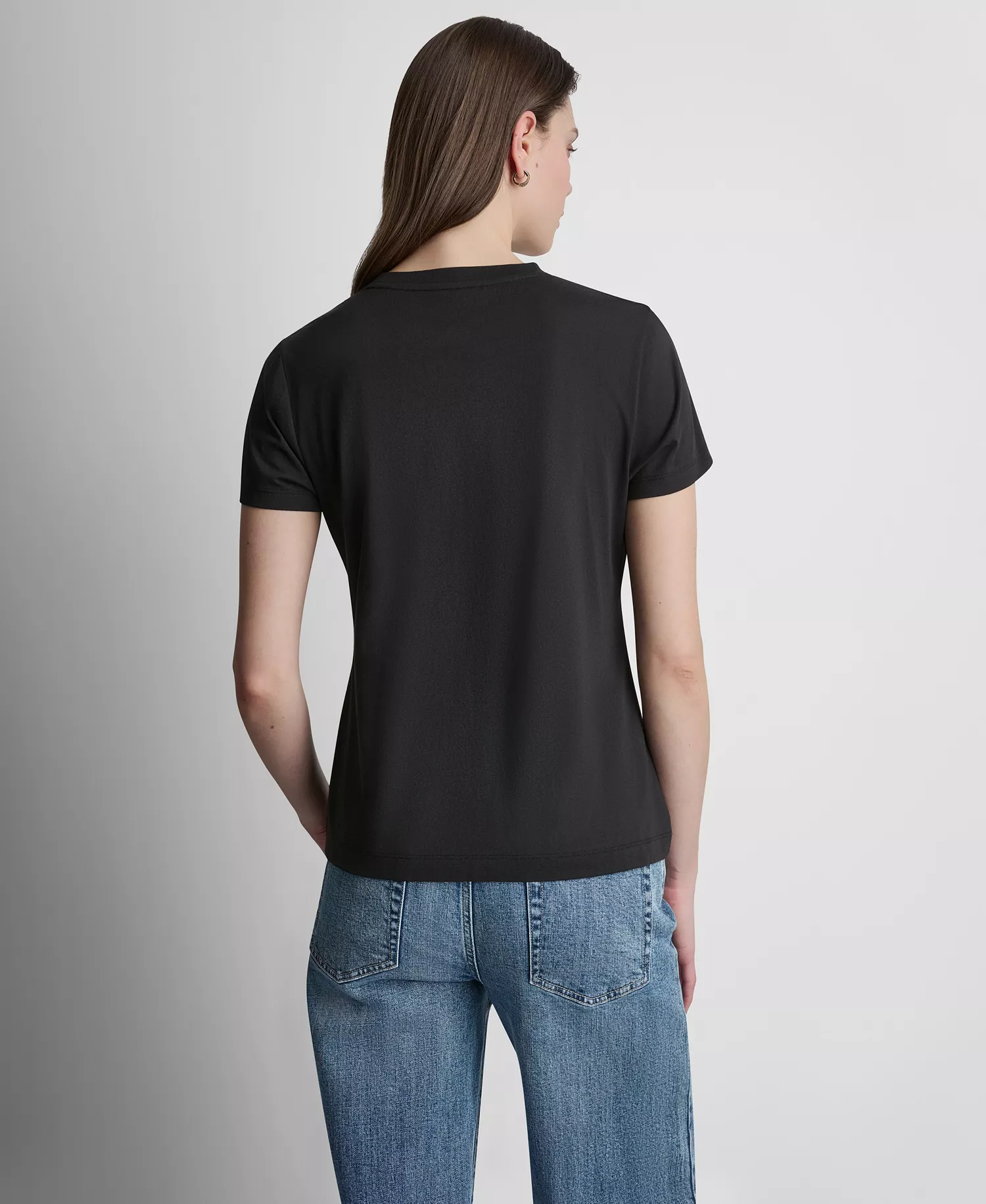 Women's Crew Neck T-Shirt - Black/black - L