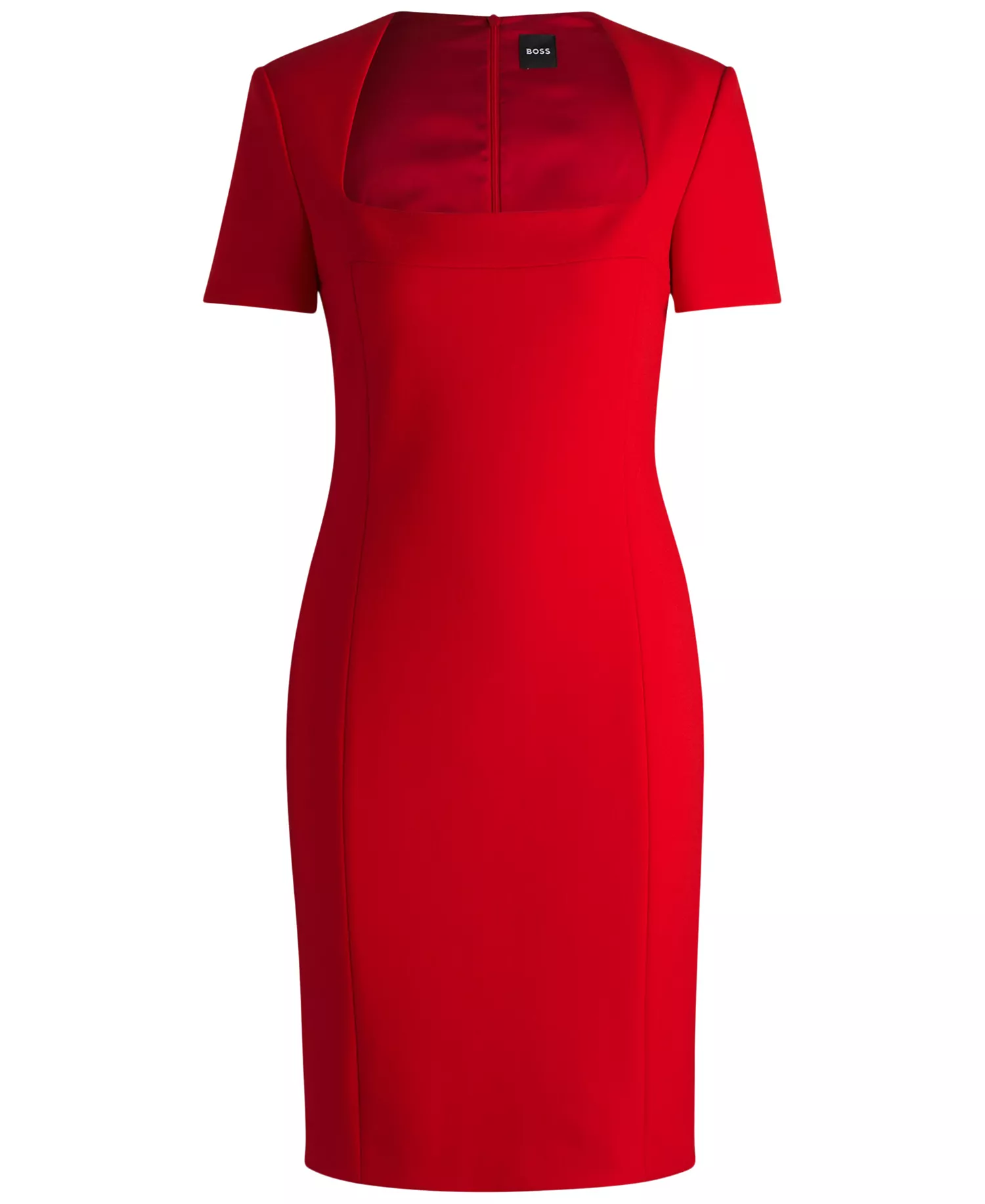Women's Square-Neck Slim-Fit Dress - Bright Red - 2