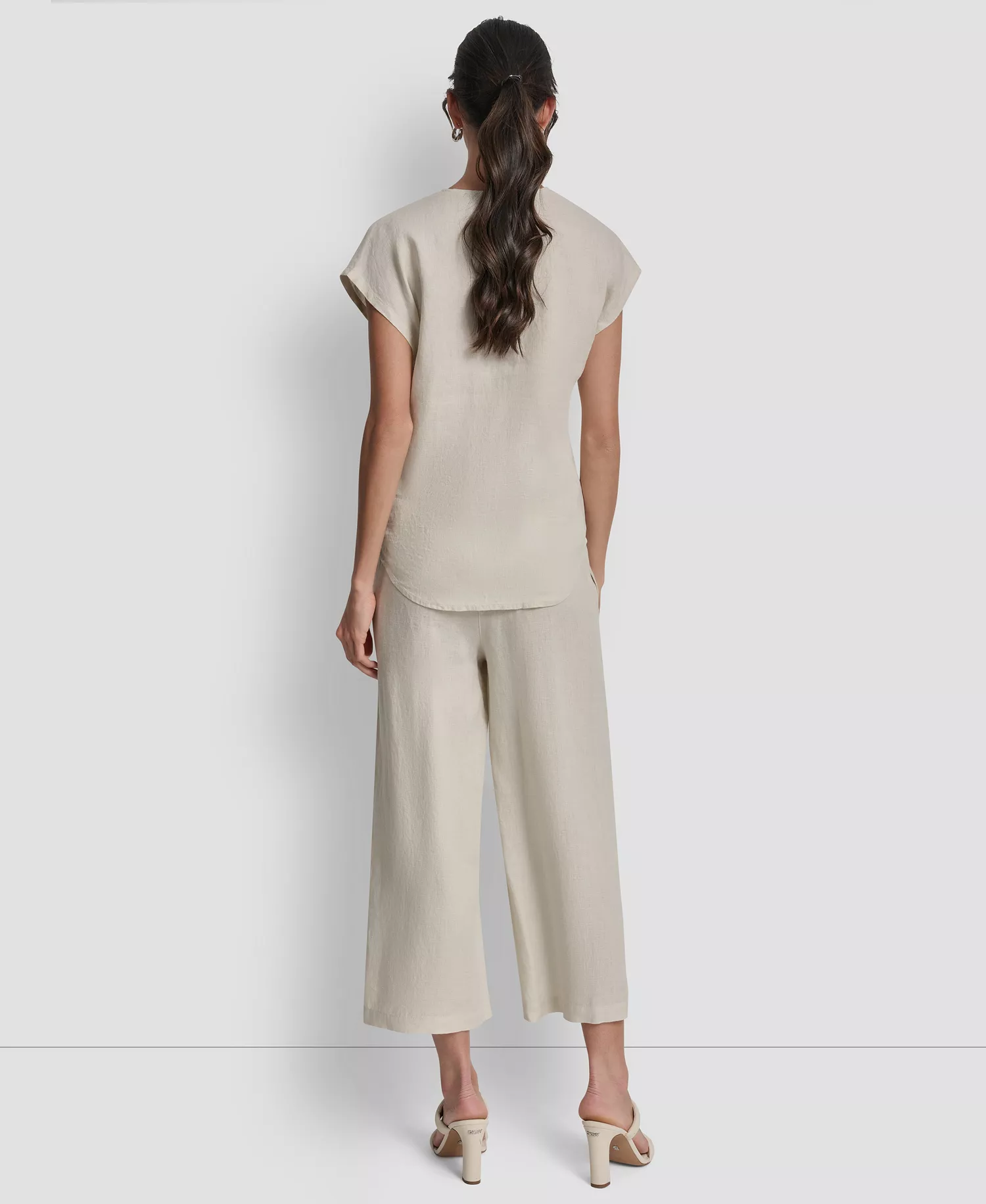 Women's Linen V-Neck Short-Sleeve Shirt - Natural - L