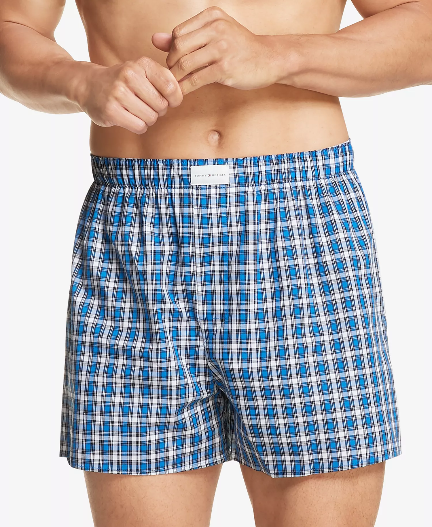 Men's 3-Pack Classic Printed Cotton Poplin Boxers - Blue - 2XL