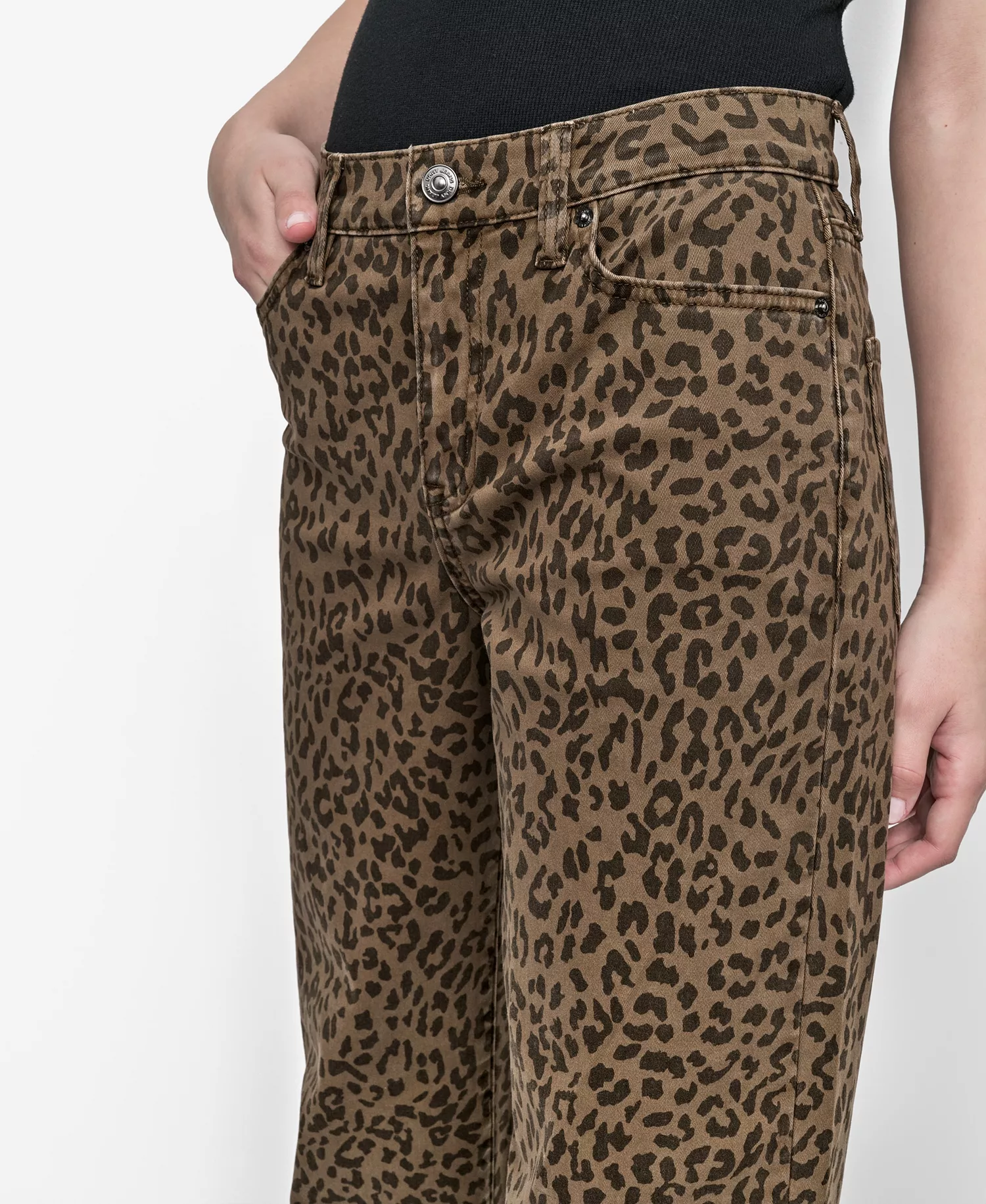 Women's Animal Print Mid-Rise Relaxed Straight-Leg Cotton Jeans - Dark Earth Leopard - 24