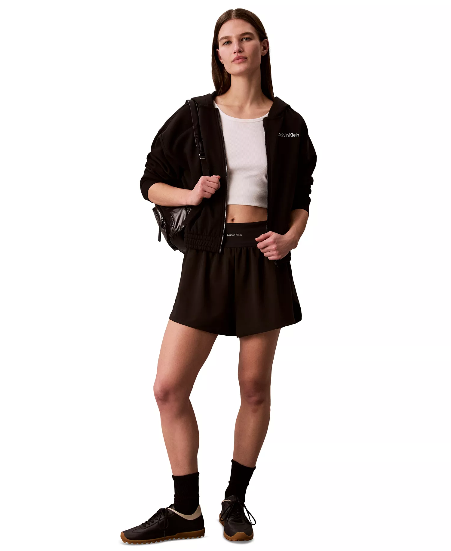 Women's Brushed French Terry Full Zip Hoodie - Black - 2XL