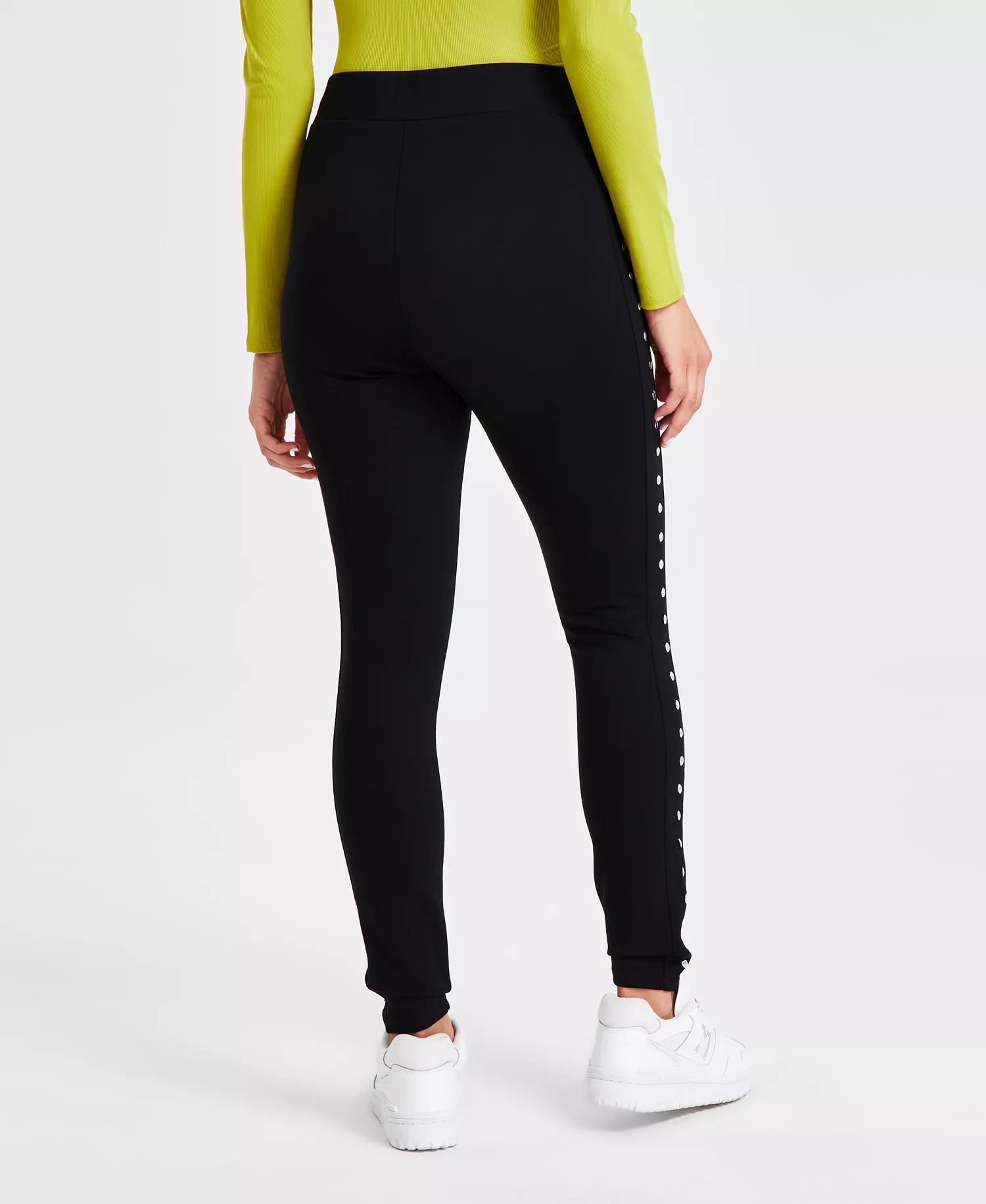 Women's Side-Studded Leggings, Created for Macy's - Deep Black - XS