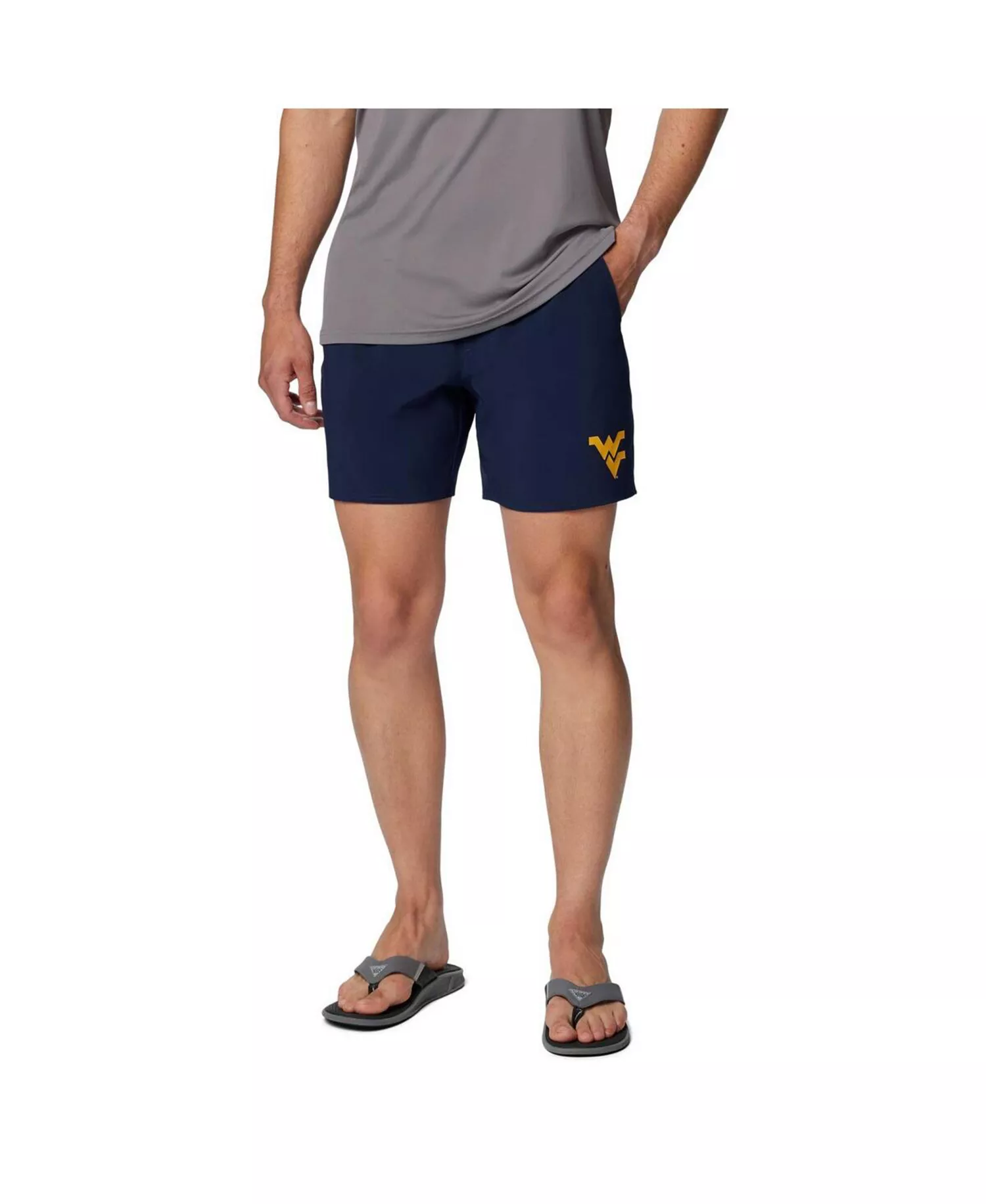 Men's Navy West Virginia Mountaineers PFG Terminal Roamer Omni-Shade Stretch Shorts - Navy - L