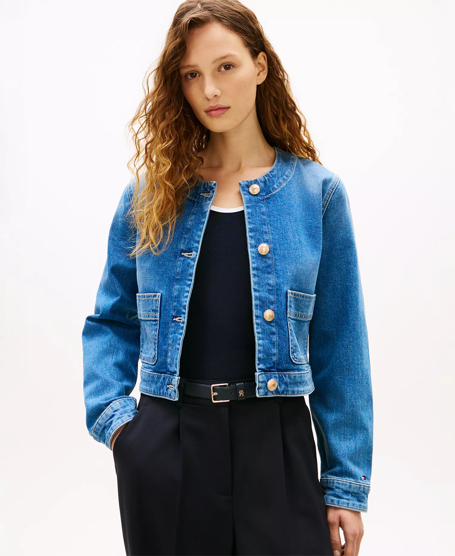 Women's Denim Mid Blue Pocket Lady Jacket - Blue - 10