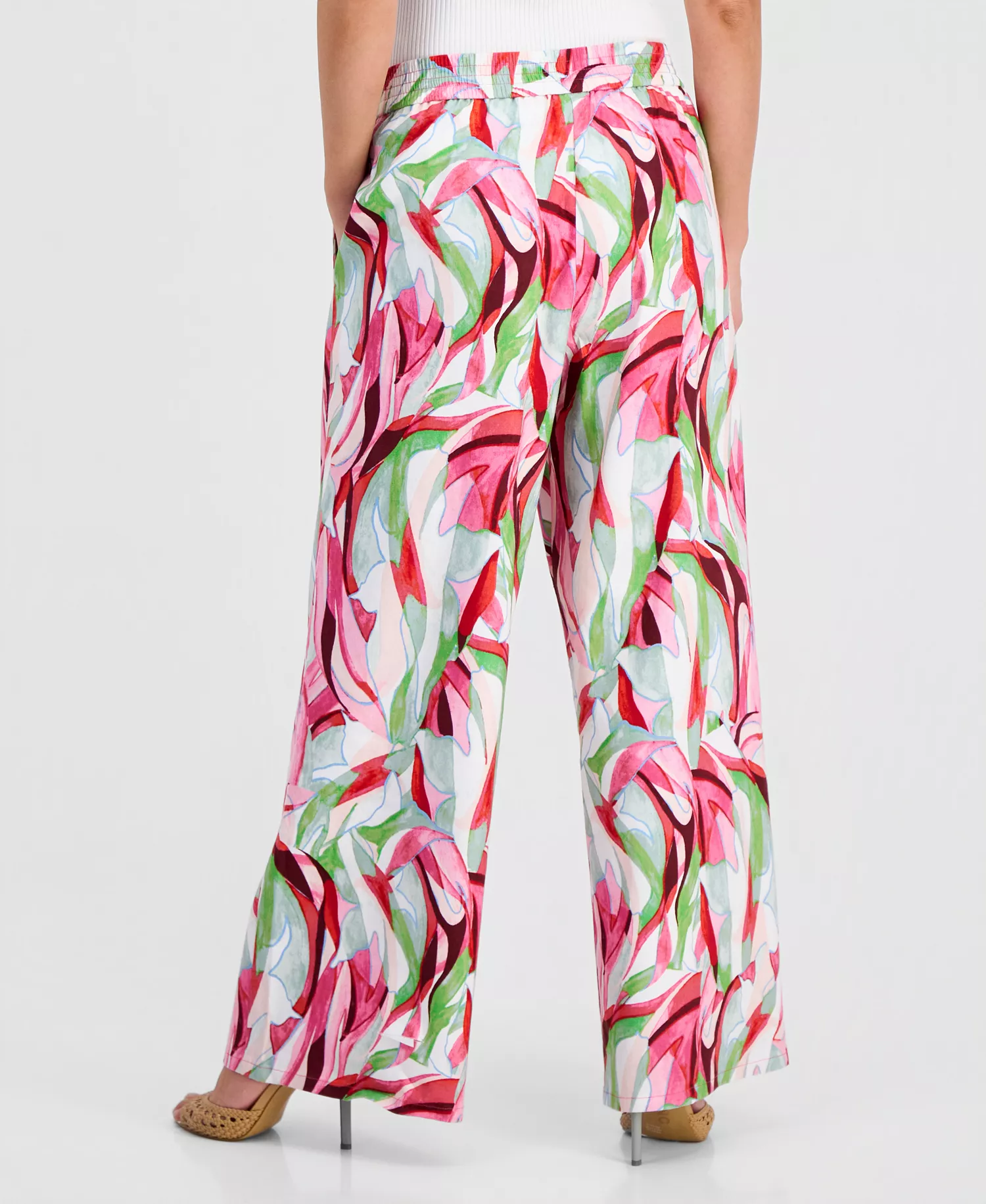 Petite Printed Wide-Leg Pants, Created for Macy's - Casey Abstract - P/L
