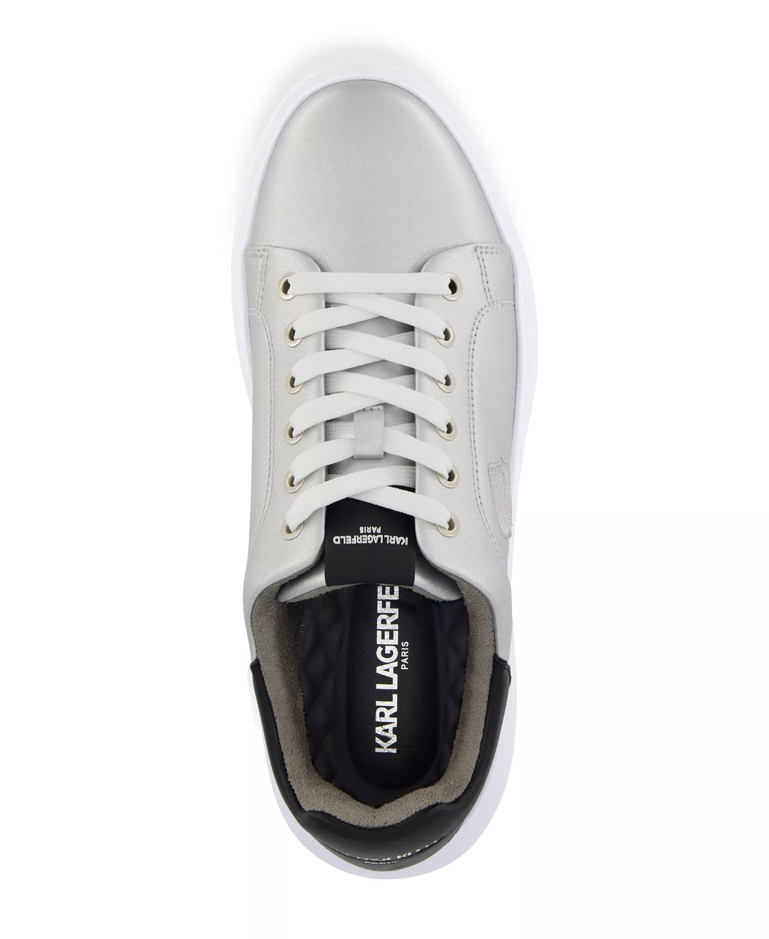 Men's Embroidered Karl Head Profile Sneakers - Silver - 10
