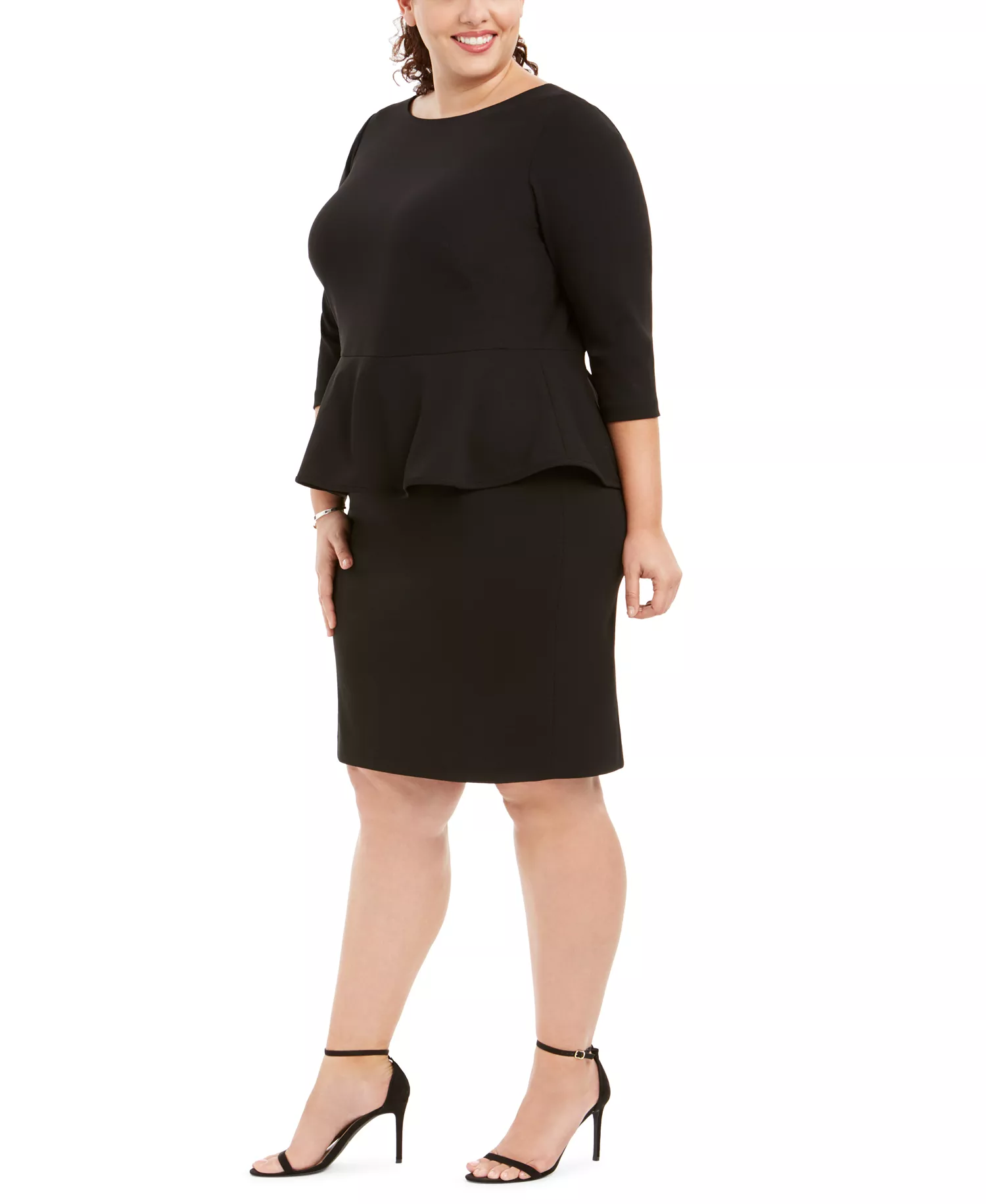 Plus Size Peplum Sheath Dress - Black - 20W