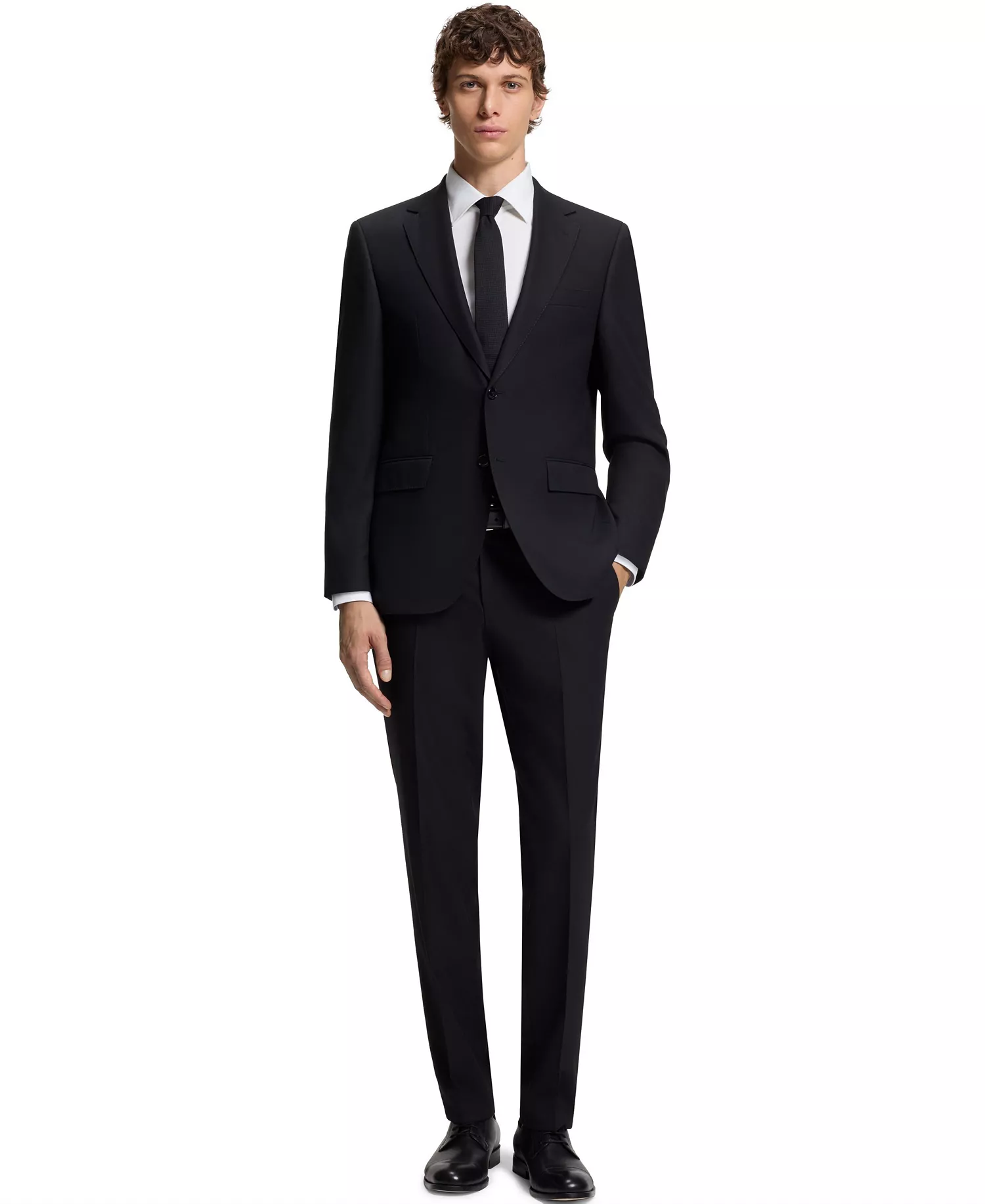 Men's Easy-Iron Stretch-Cotton Poplin Slim-Fit Dress Shirt - White - 14.5