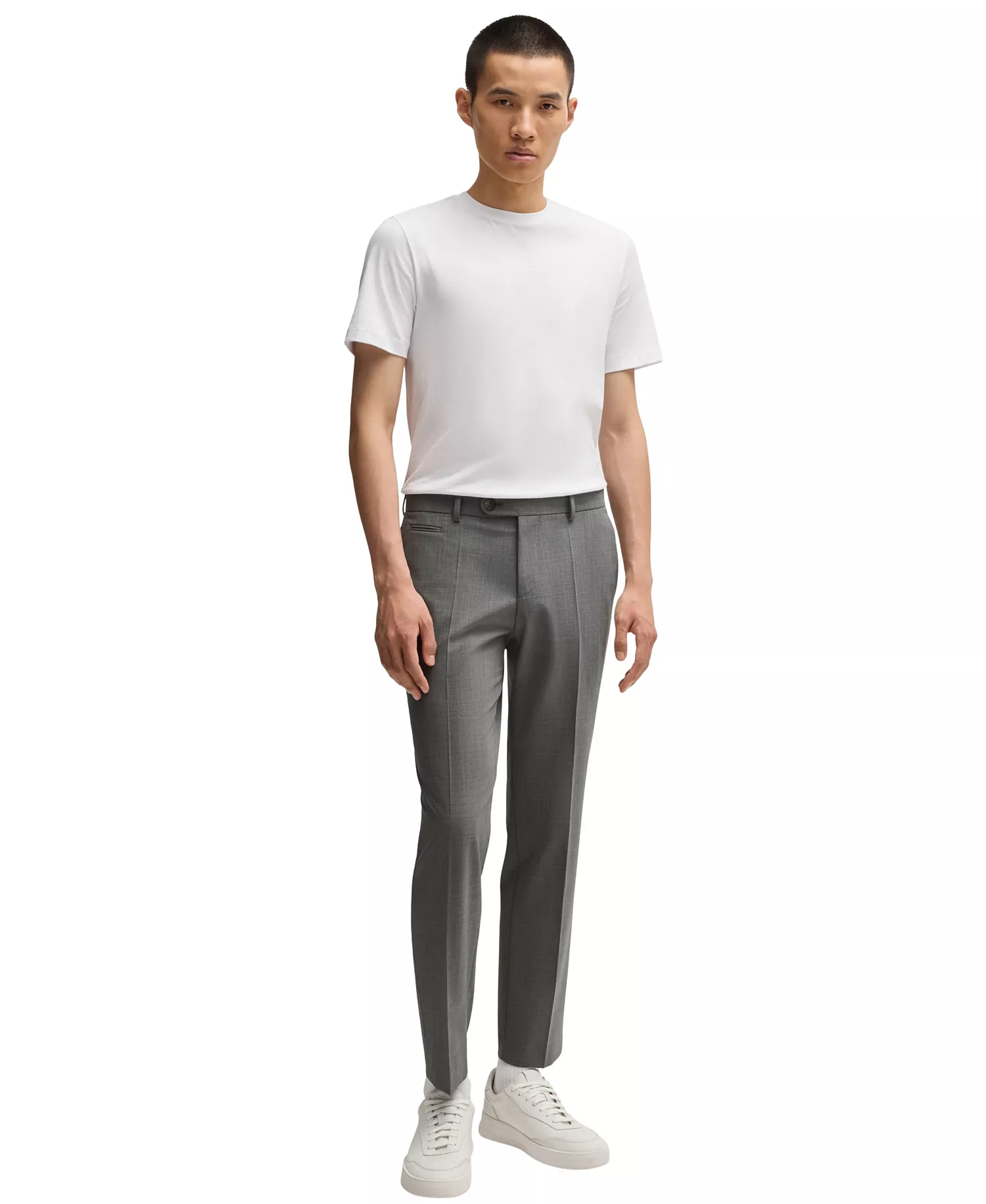 Men's Slim-Fit Super-Stretch Trousers - Dark Gray - 40R