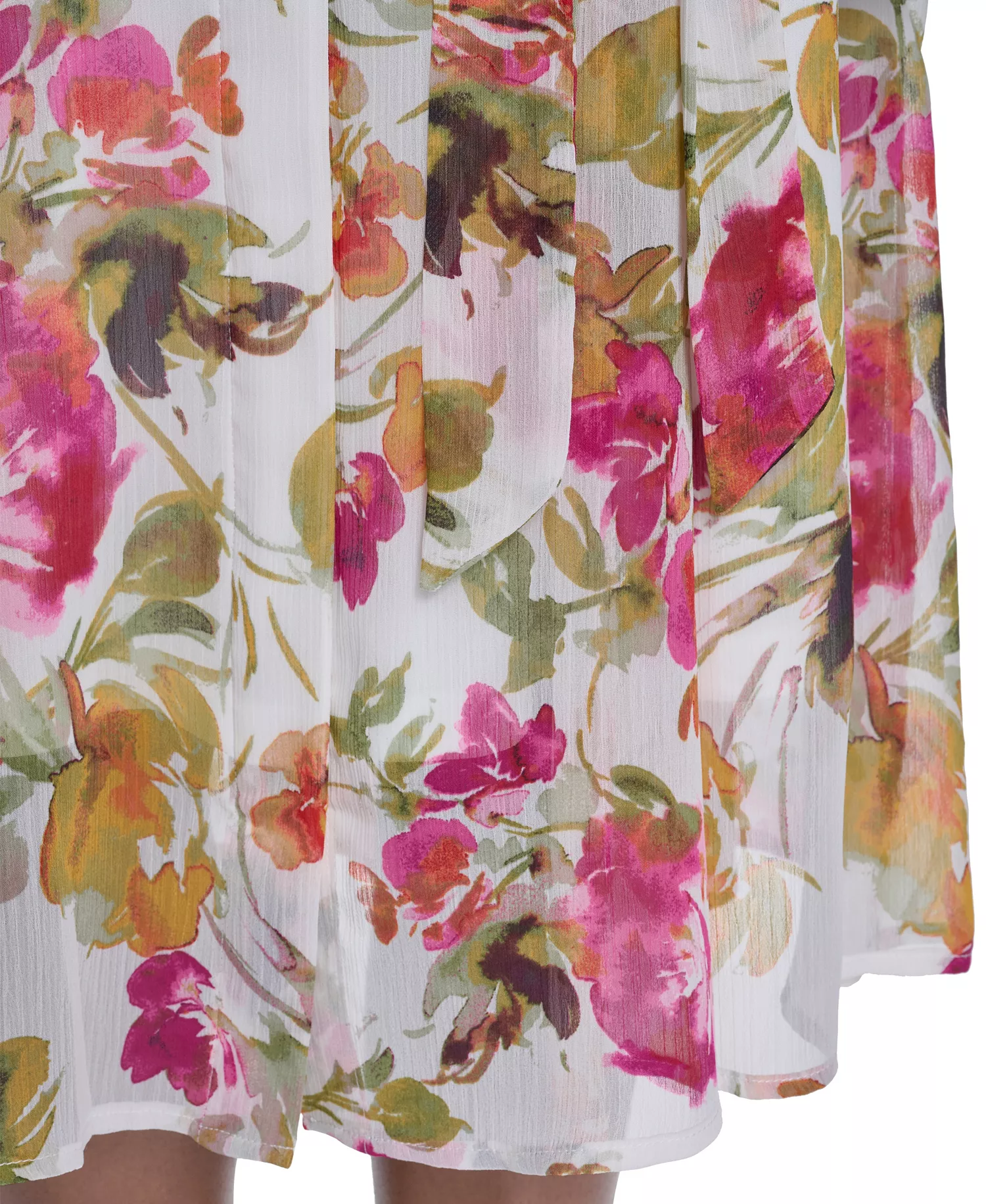 Women's Tie-Sleeve Printed Midi Dress - Berry Multi - 10