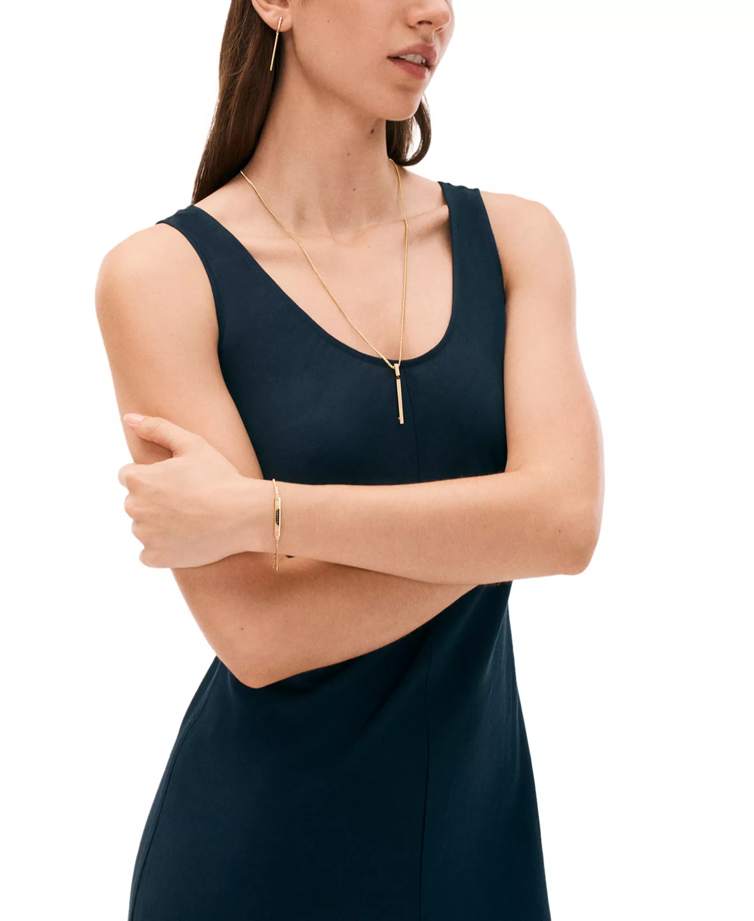 Linear Logo Plaque Chain Bracelet - Gold - ONE SIZE