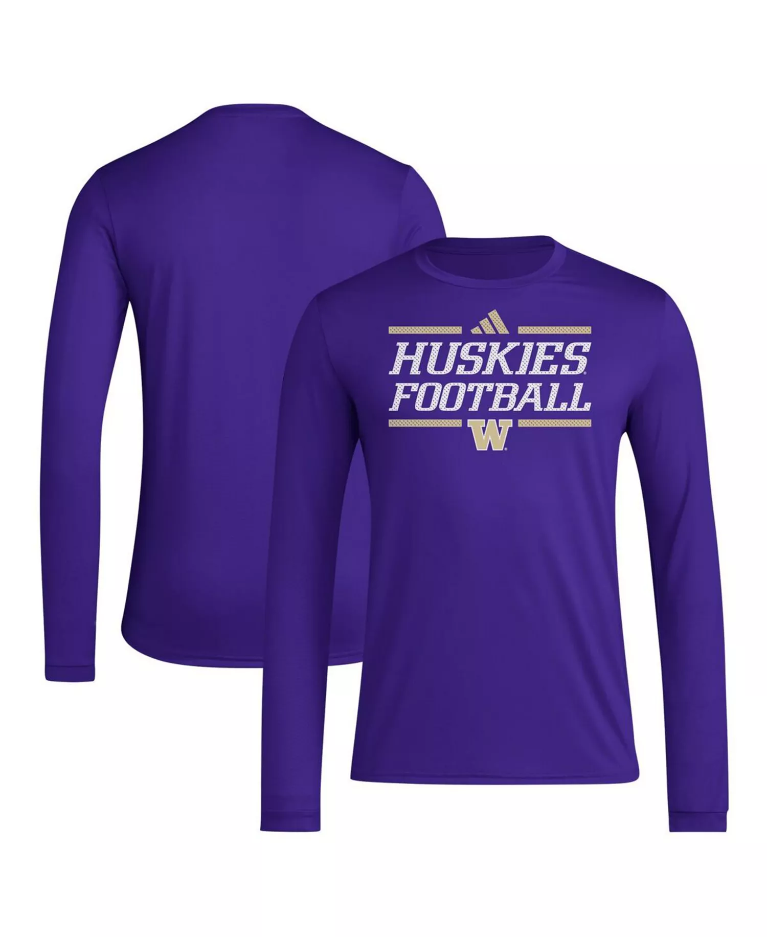 Men's Purple Washington Huskies Locker Football Pre-Game AEROREADY Long Sleeve T-Shirt - Purple - 2XL