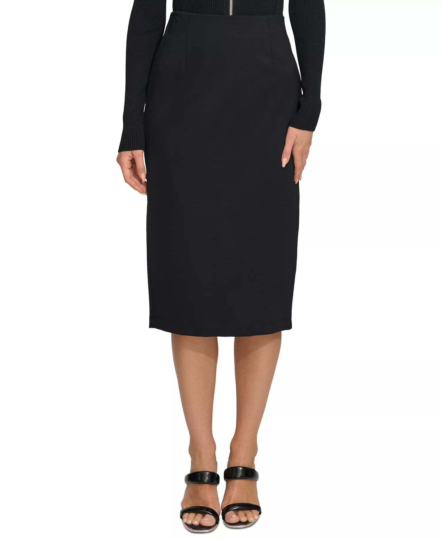 Pull-On Pencil Skirt - Black - L