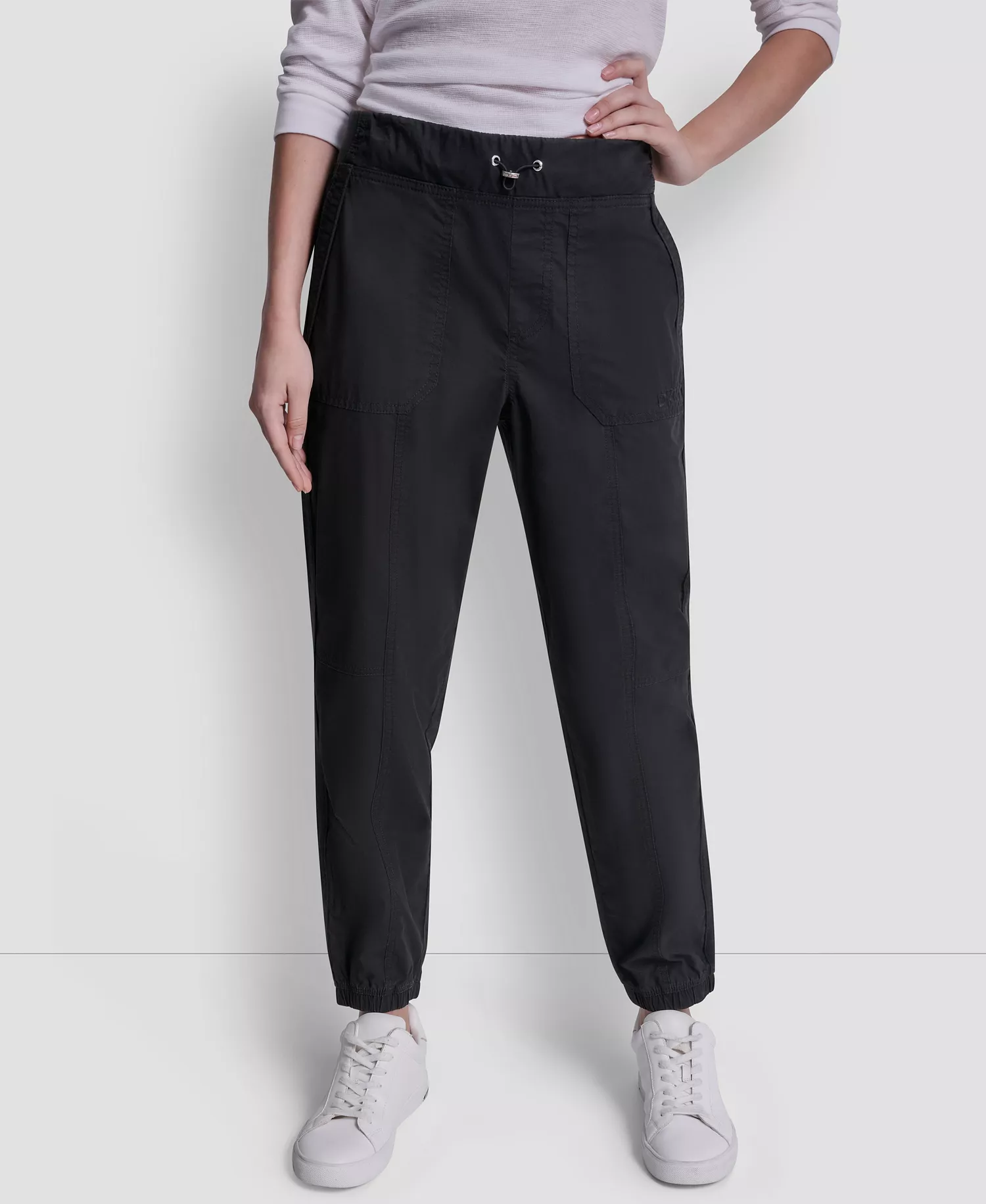 Women's High-Rise Bungee Waist Seamed Joggers - Black - L