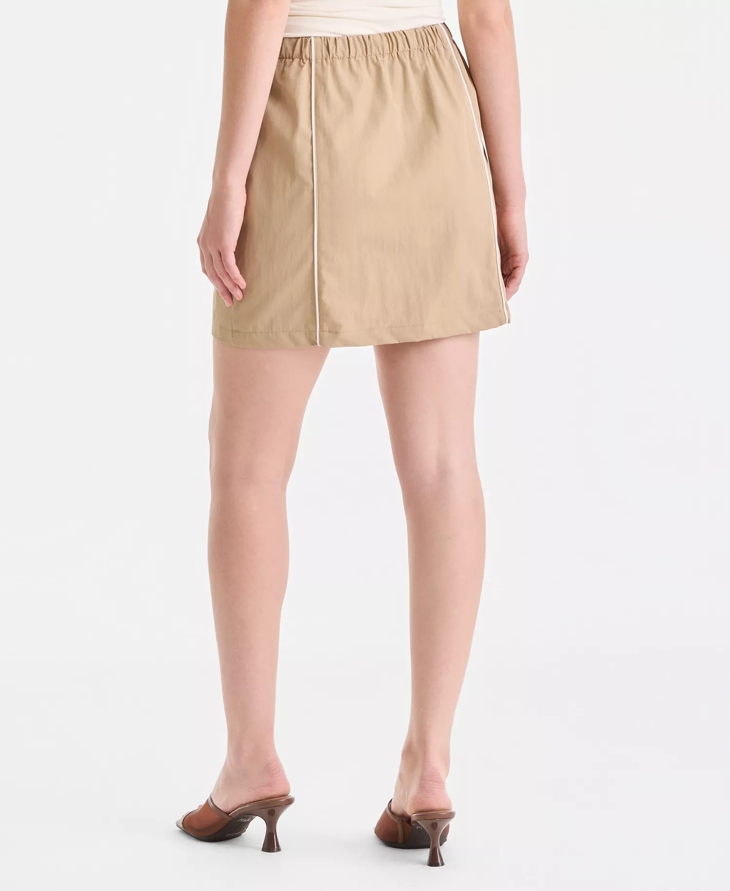 Women's Nylon Track Mini Skirt, Macy's Exclusive - Khaki - L