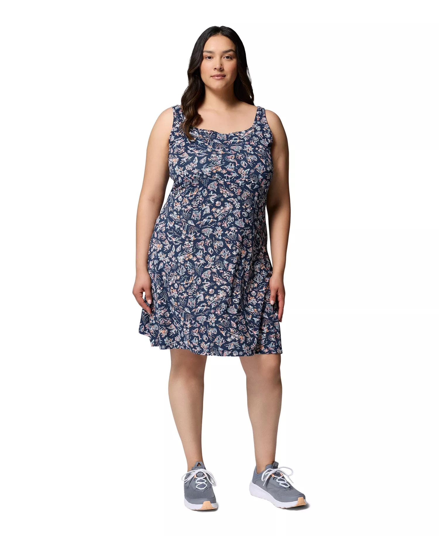 PFG Plus Size Active Printed Freezer III Dress - Collegiate Navy Konakai - 1X