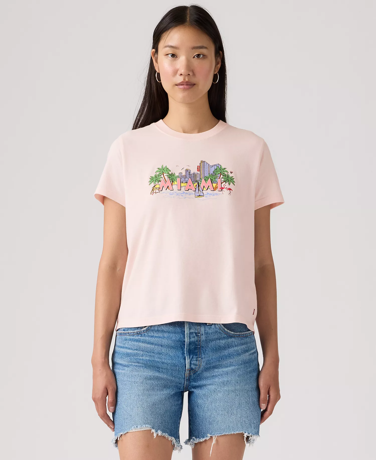 Premium Women's Graphic Print Short-Sleeve T-Shirt - Miami Crystal Pink - L