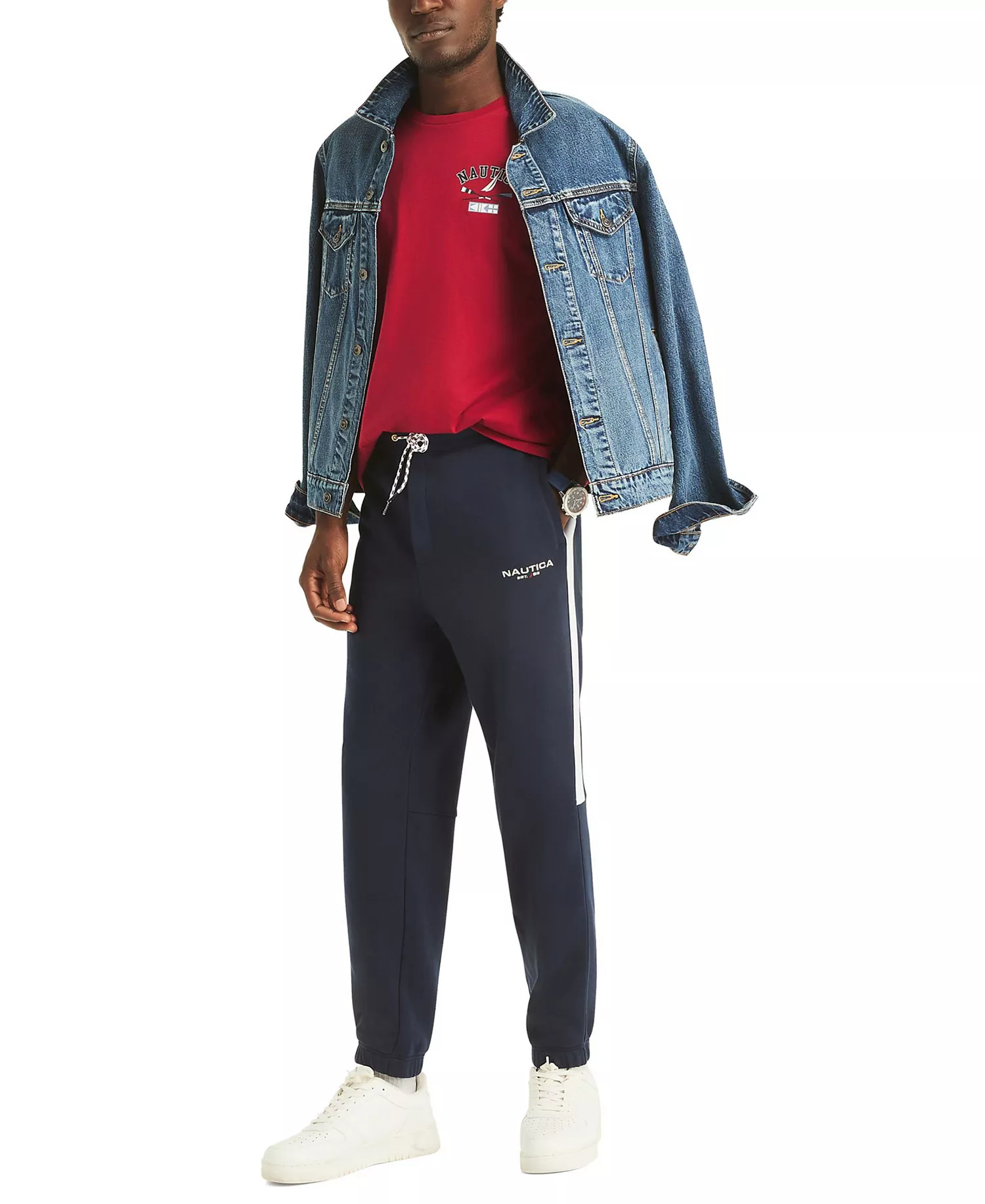 Men's Fleece Side Knit Tape Elasticated Hem Jogger - Navy Seas - 2XL