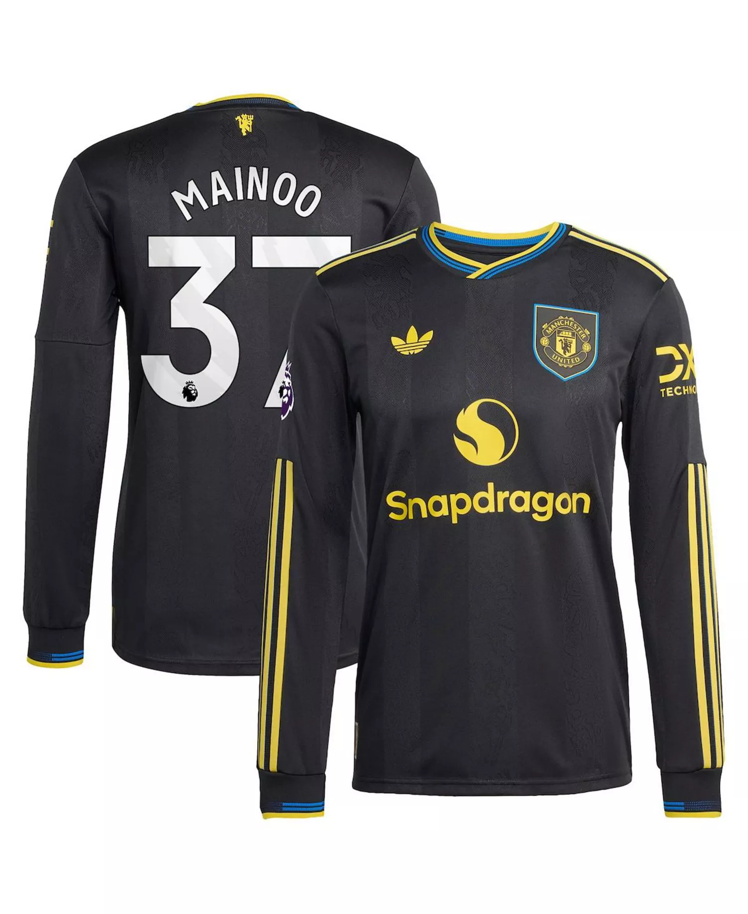 Men's Kobbie Mainoo Black Manchester United 2025/26 Third Authentic Long Sleeve Player Jersey - Black - 2XL