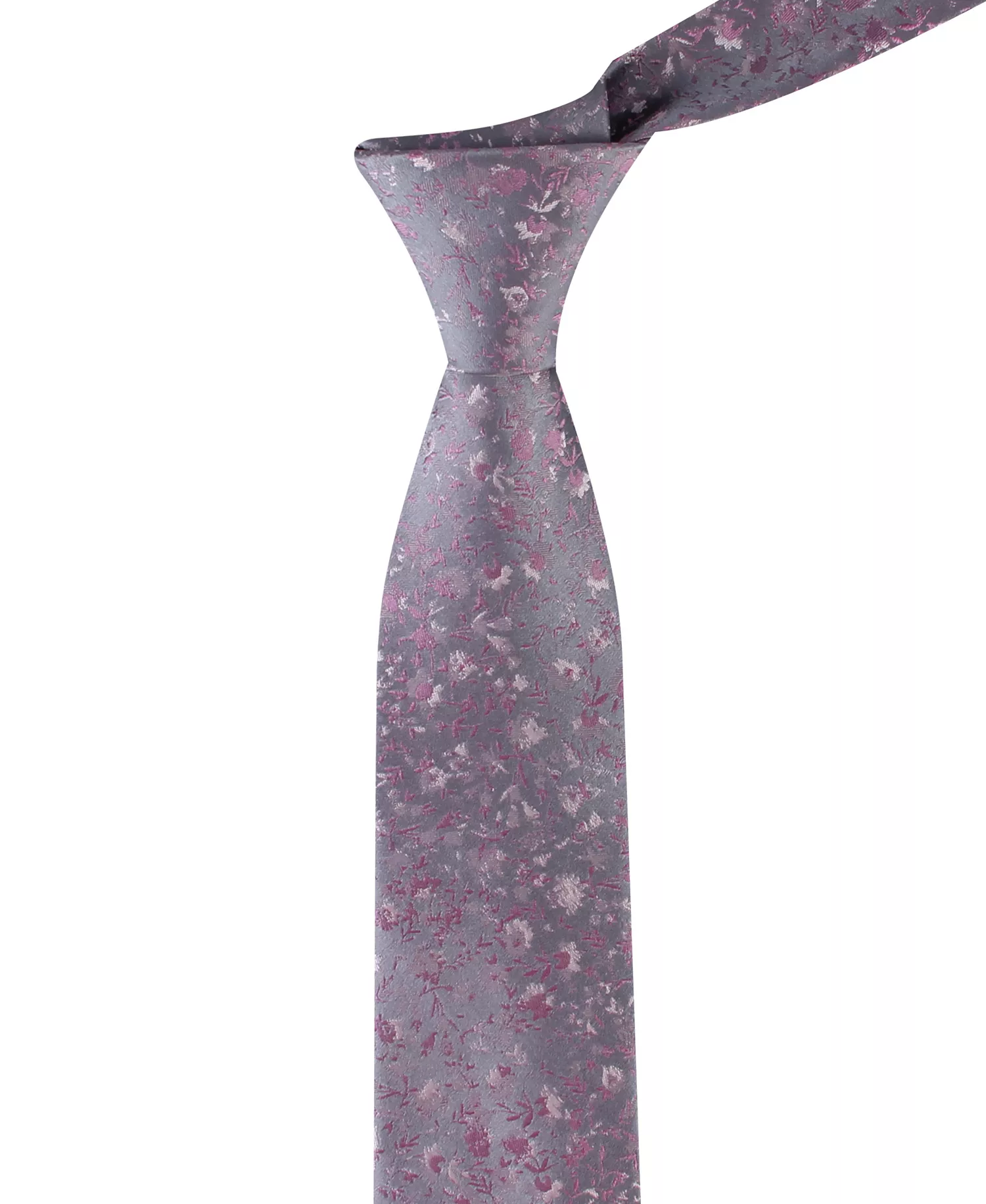 Men's Silk Floral Tie - Berry - ONE SIZE