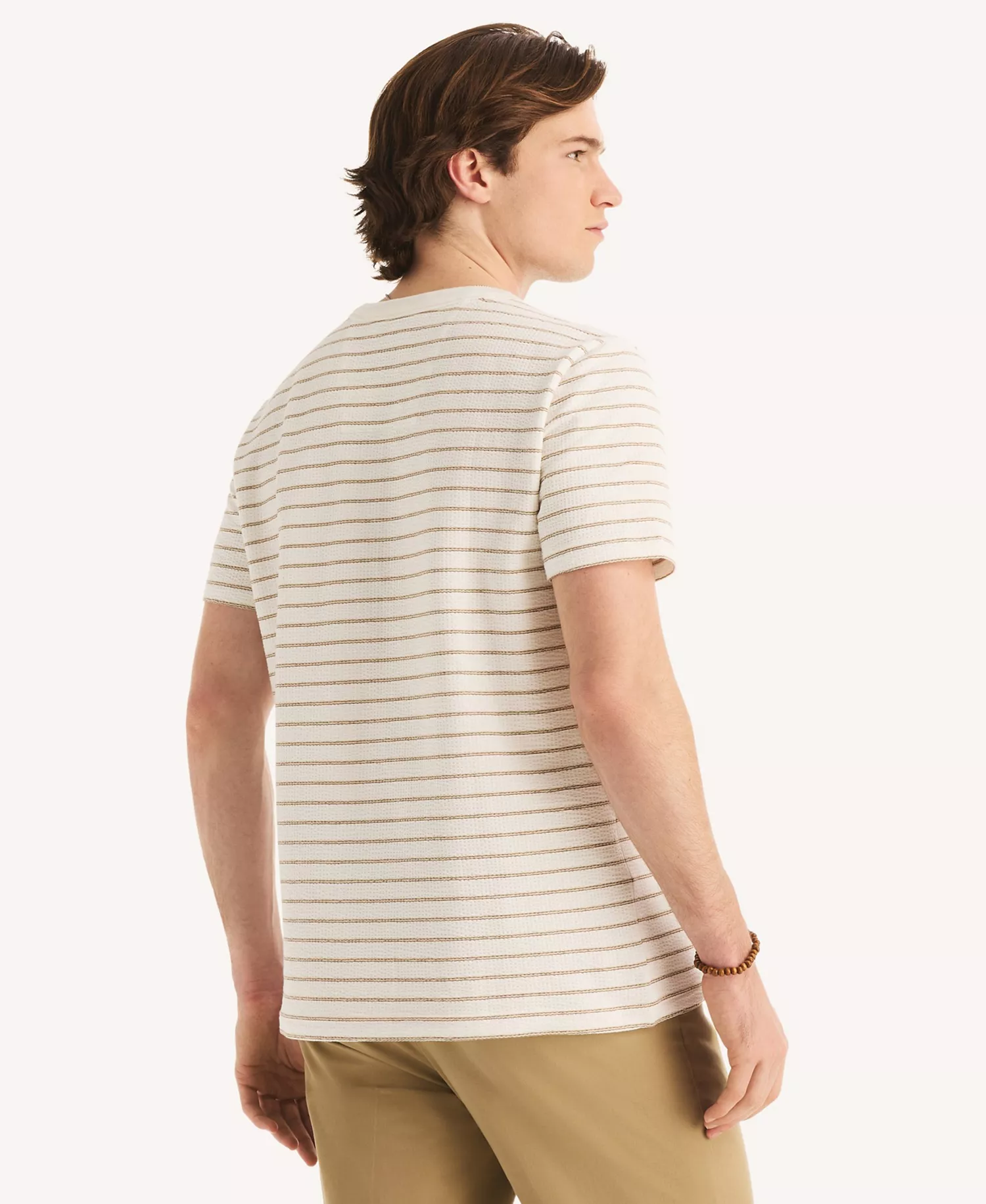 Men's Short-Sleeve Seersucker Striped T-Shirt - Cream - 2XL