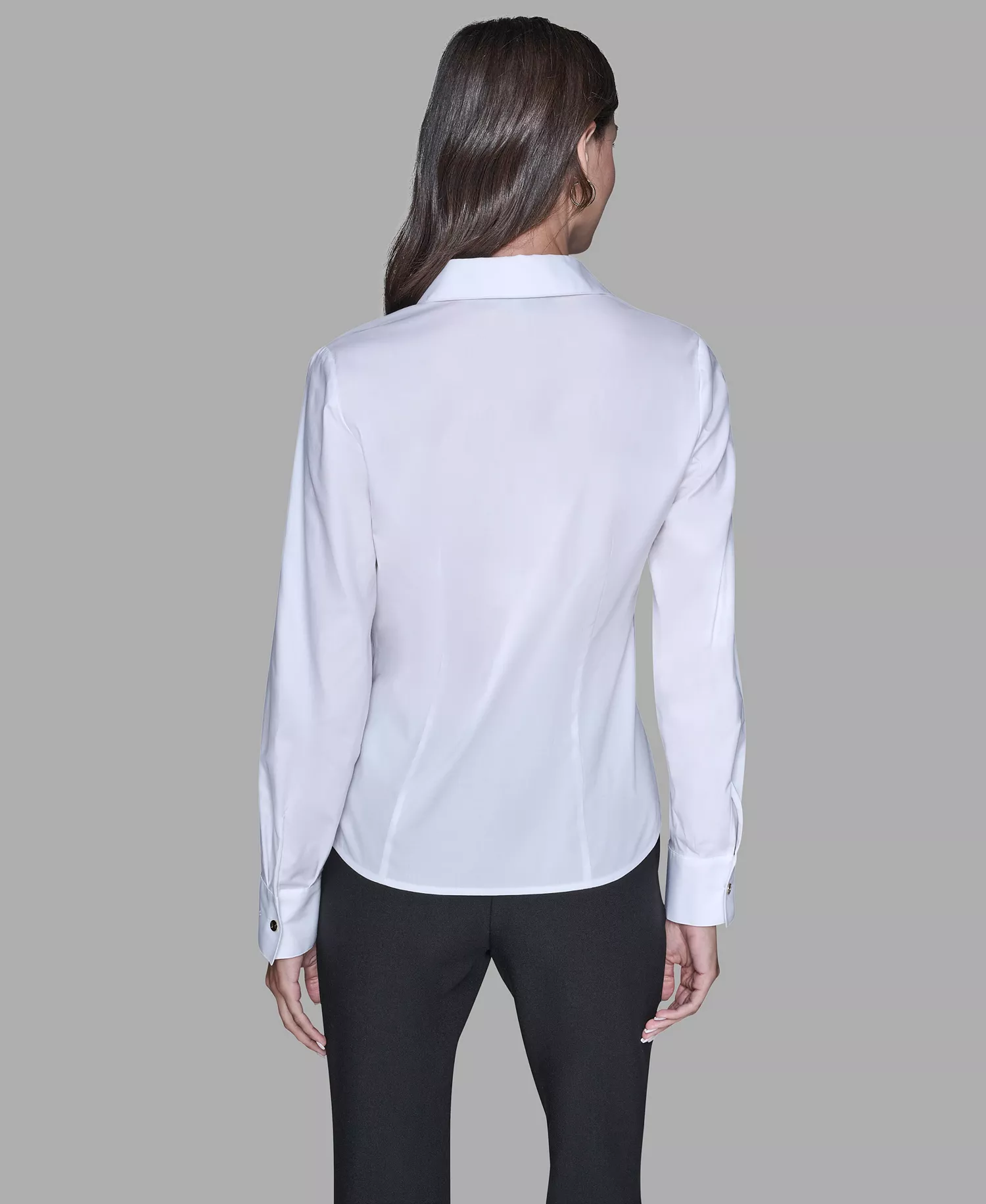 Women's Cinched Waist Collared Top - Soft White - L