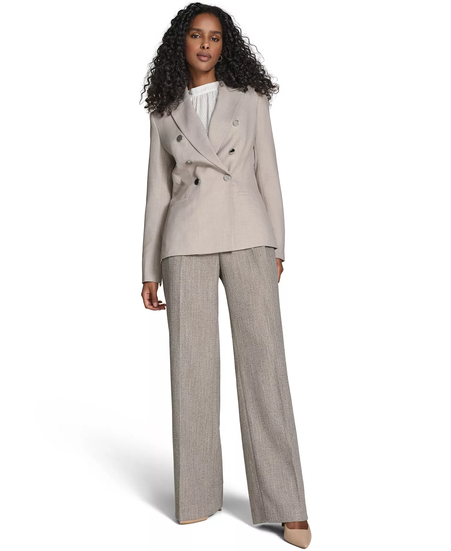 Petite Double Breasted Jacket - Oyster Multi - 10P