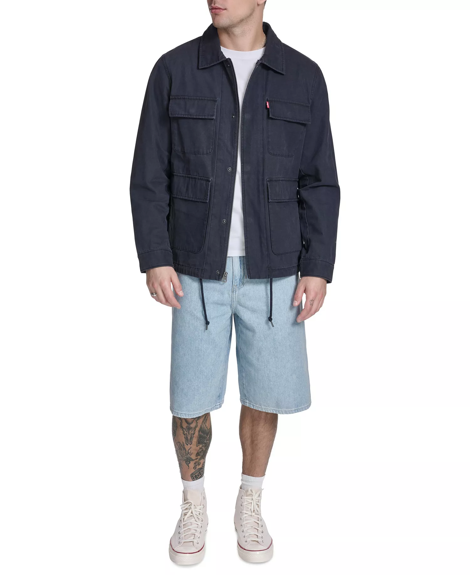 Men's Cotton Canvas Field Jacket - Navy - 2XL
