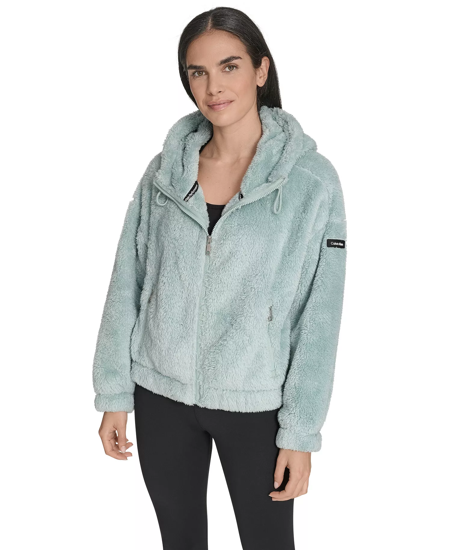 Women's Performance Oversized Hooded Sherpa Jacket - Blue Surf - 2XL