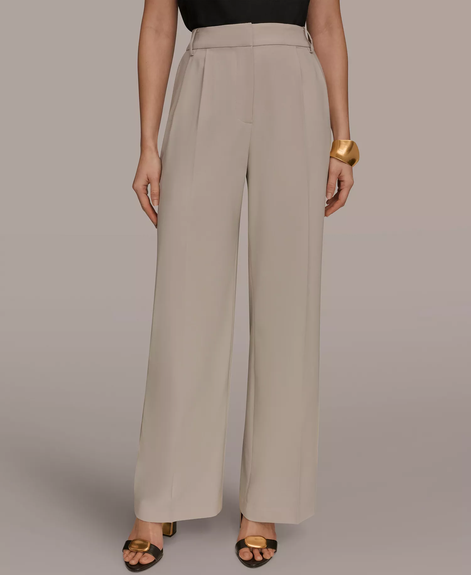 Women's Pleated Wide Leg Pants - Tuscan Gray - 10