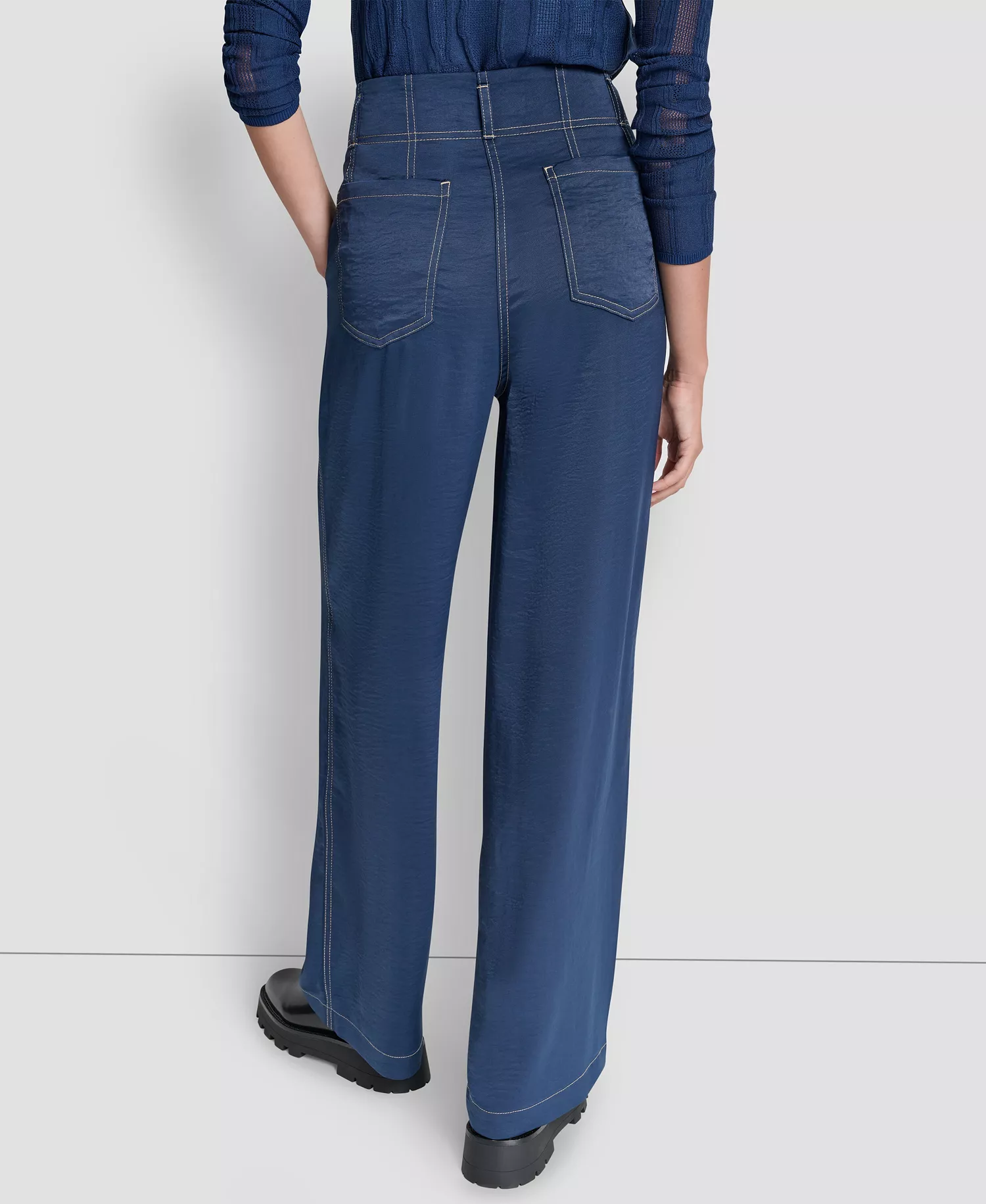 Women's Top Stitch Glazed Dressing Trousers - Hudson Blue - 0