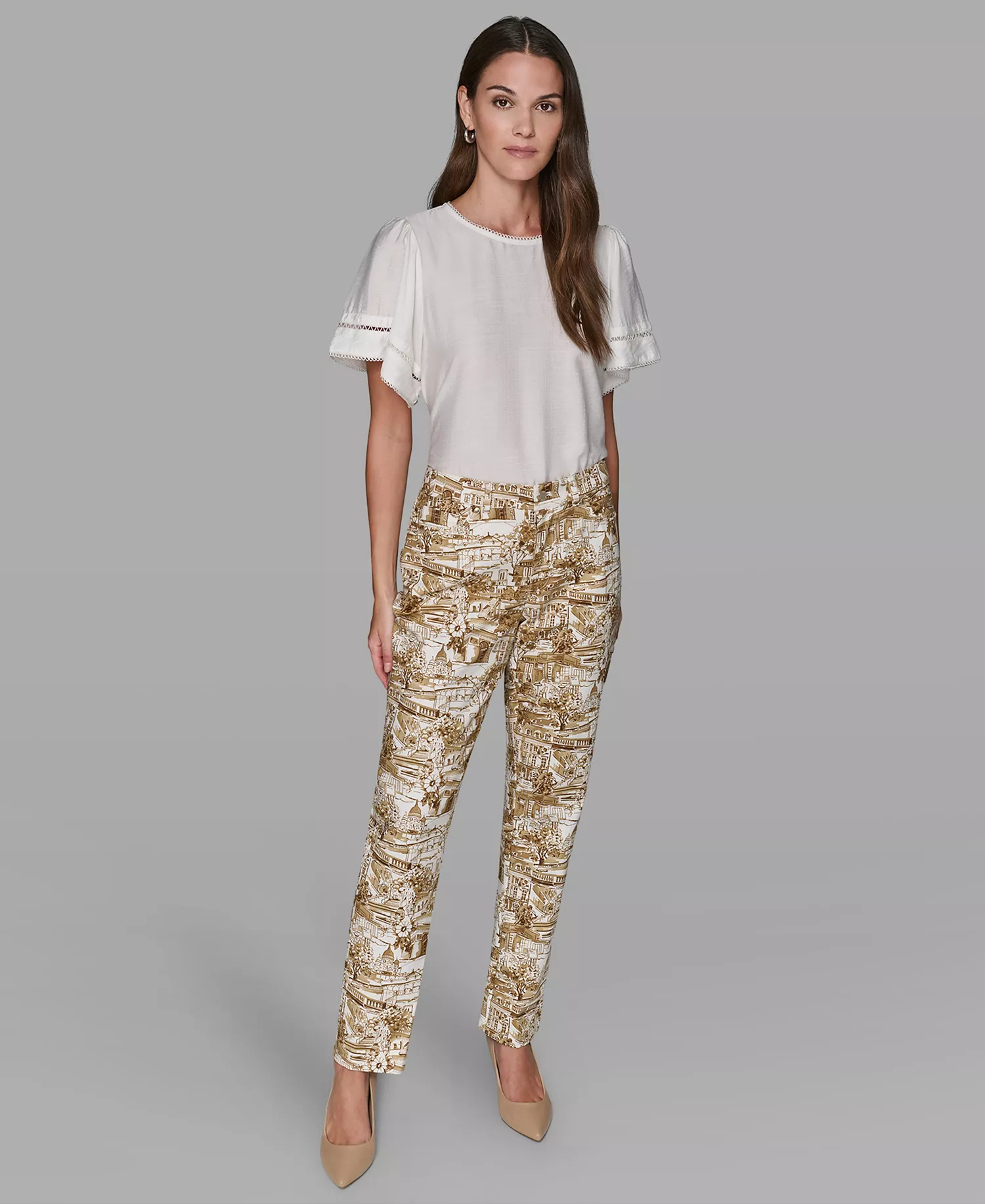Women's Printed Ankle Pants - Desert Sand Multi - 10