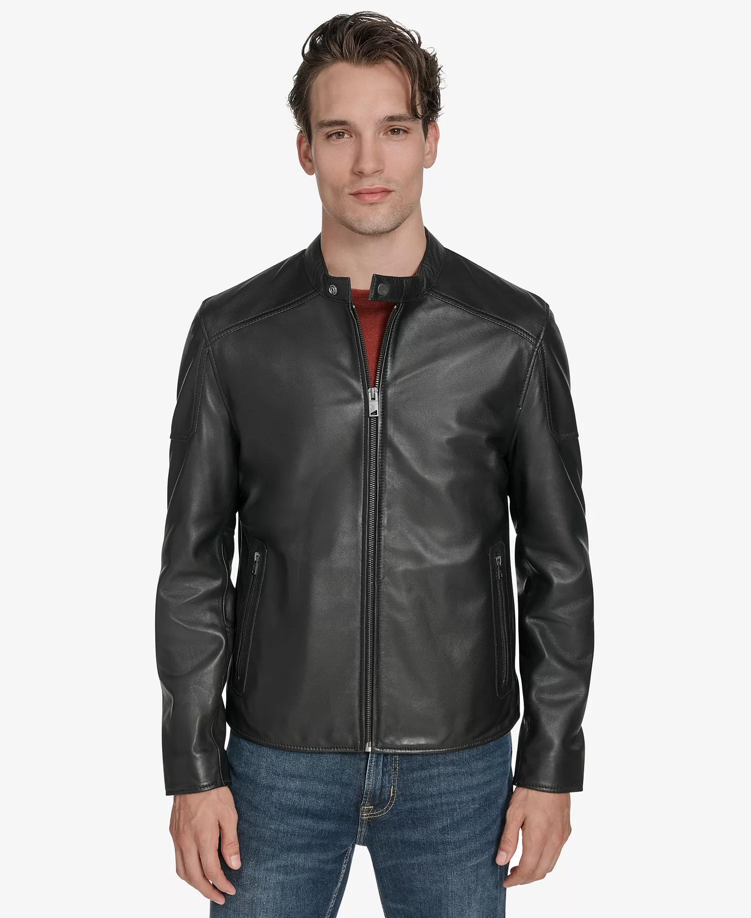 Men's Maitlin Leather Moto Jacket - Black - 2XL